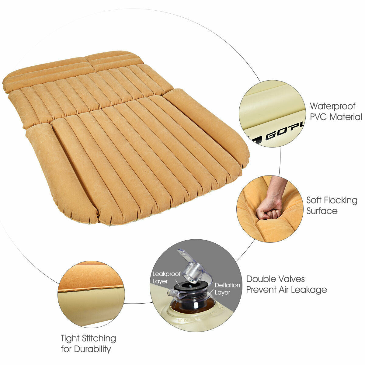 Inflatable SUV Air Backseat Mattress Travel Pad with Pump Camping and Pillow Kids Crystal