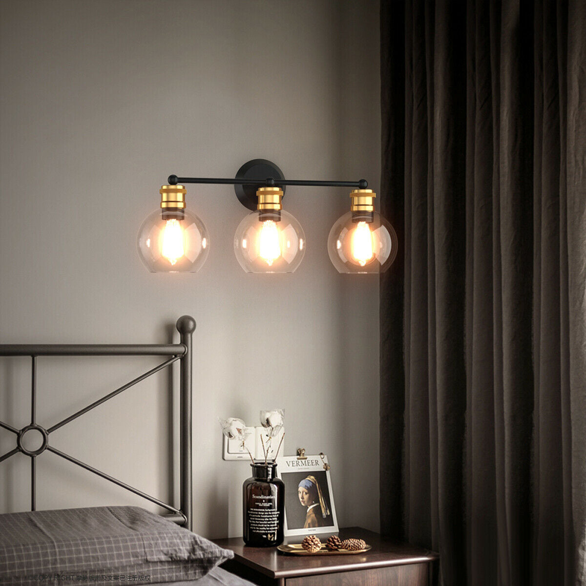 Modern 3-light Bubbled Glass Vanity Light Kids Crystal