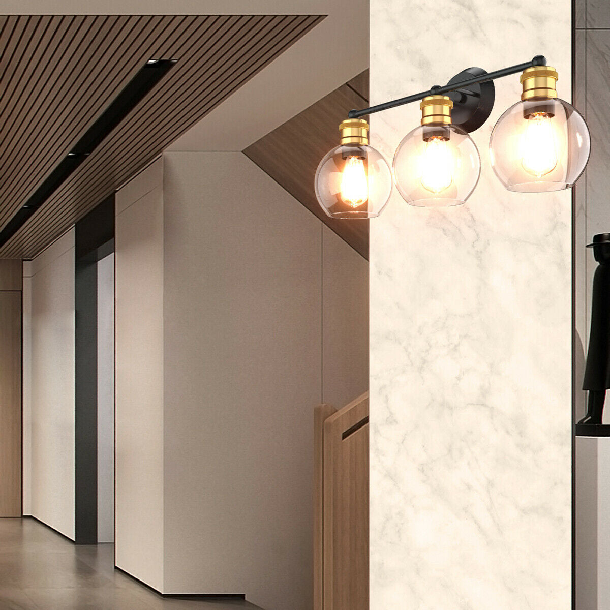 Modern 3-light Bubbled Glass Vanity Light Kids Crystal