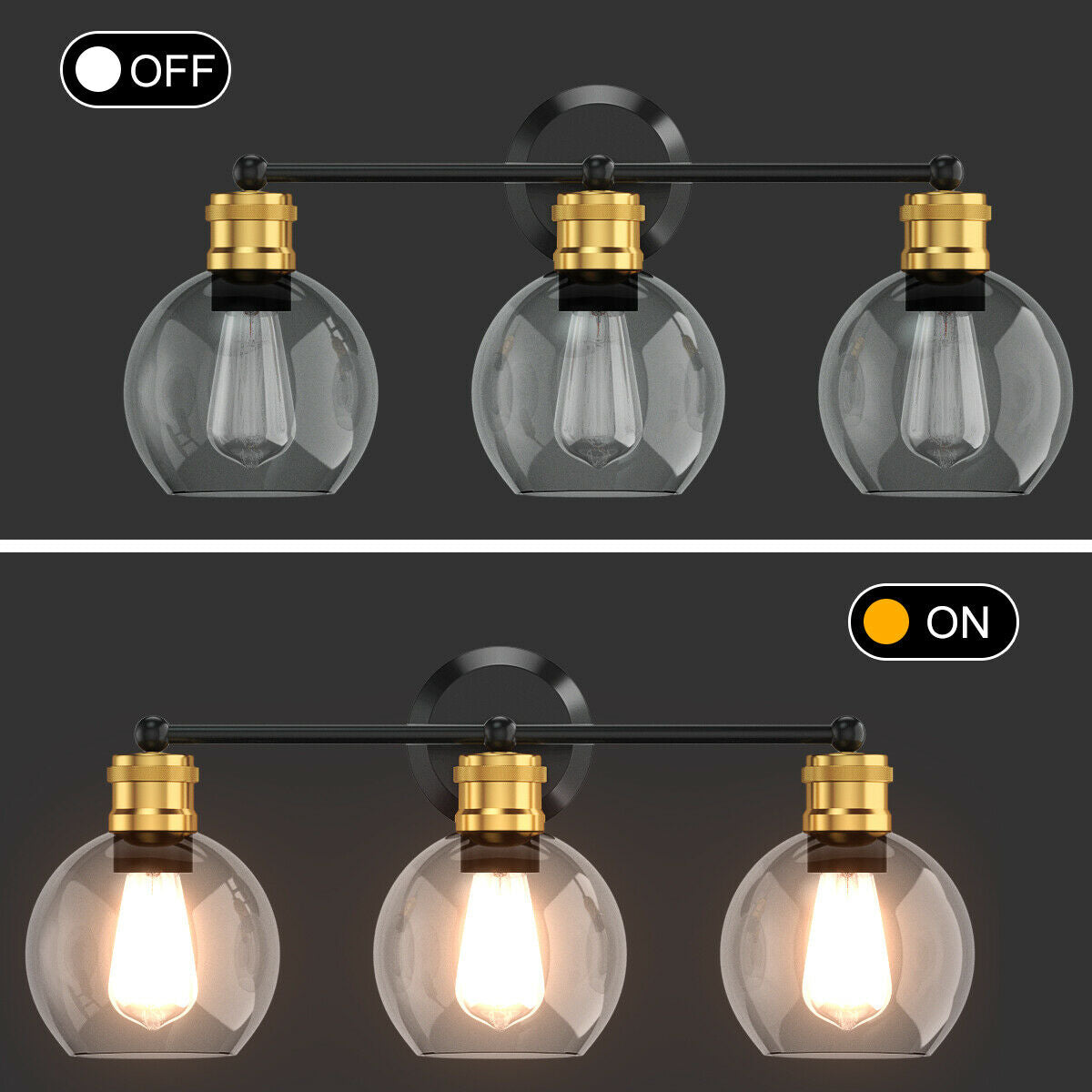 Modern 3-light Bubbled Glass Vanity Light Kids Crystal