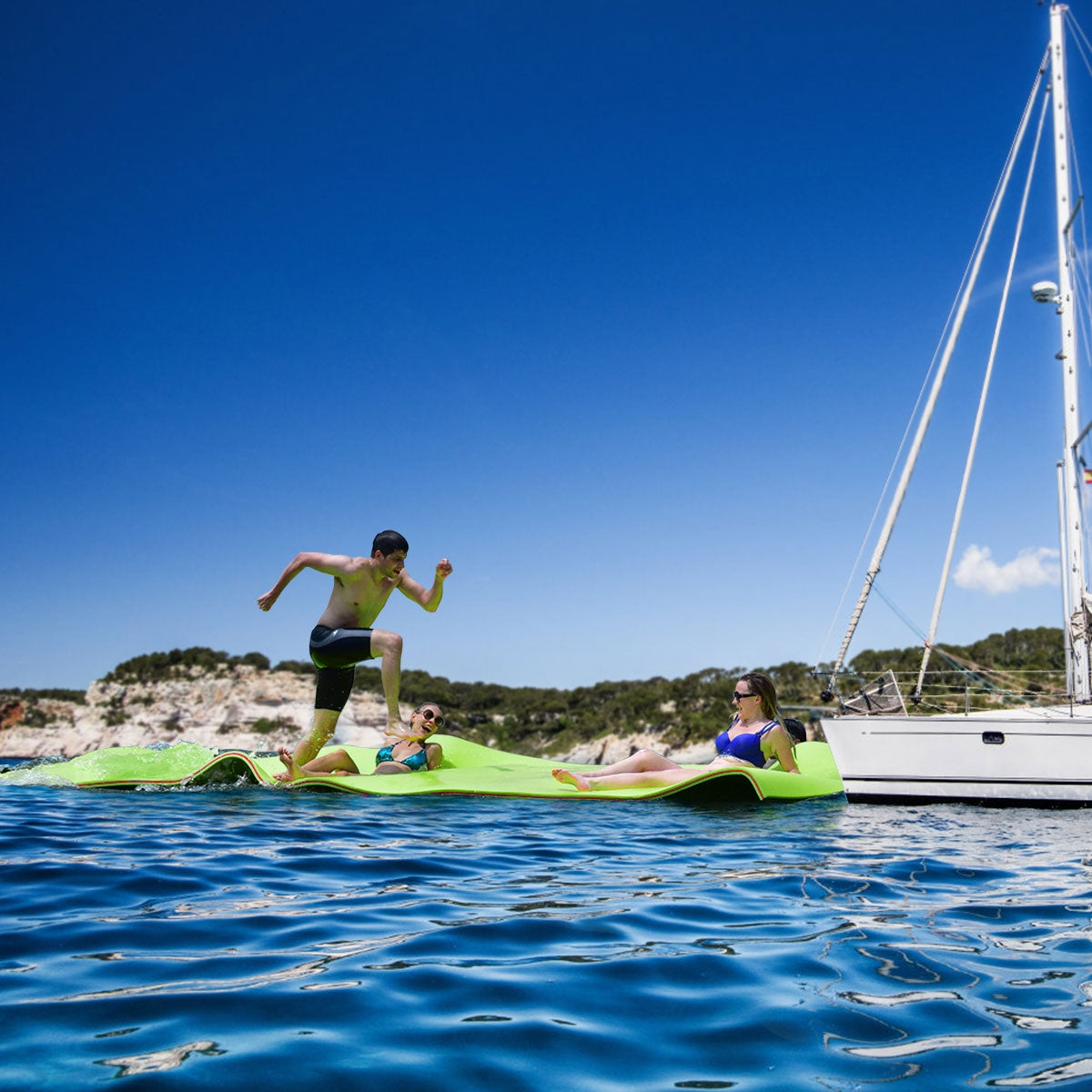 12’ x 6’ 3 Layer Floating Water Pad-Green Kids Crystal
