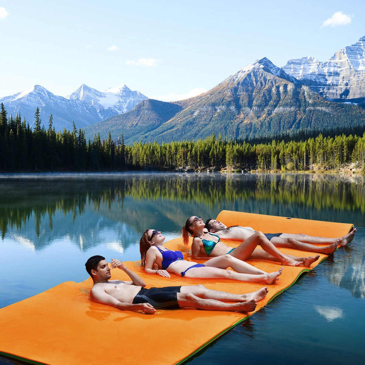 12 x 6 Feet 3 Layer Floating Water Pad-Orange Kids Crystal