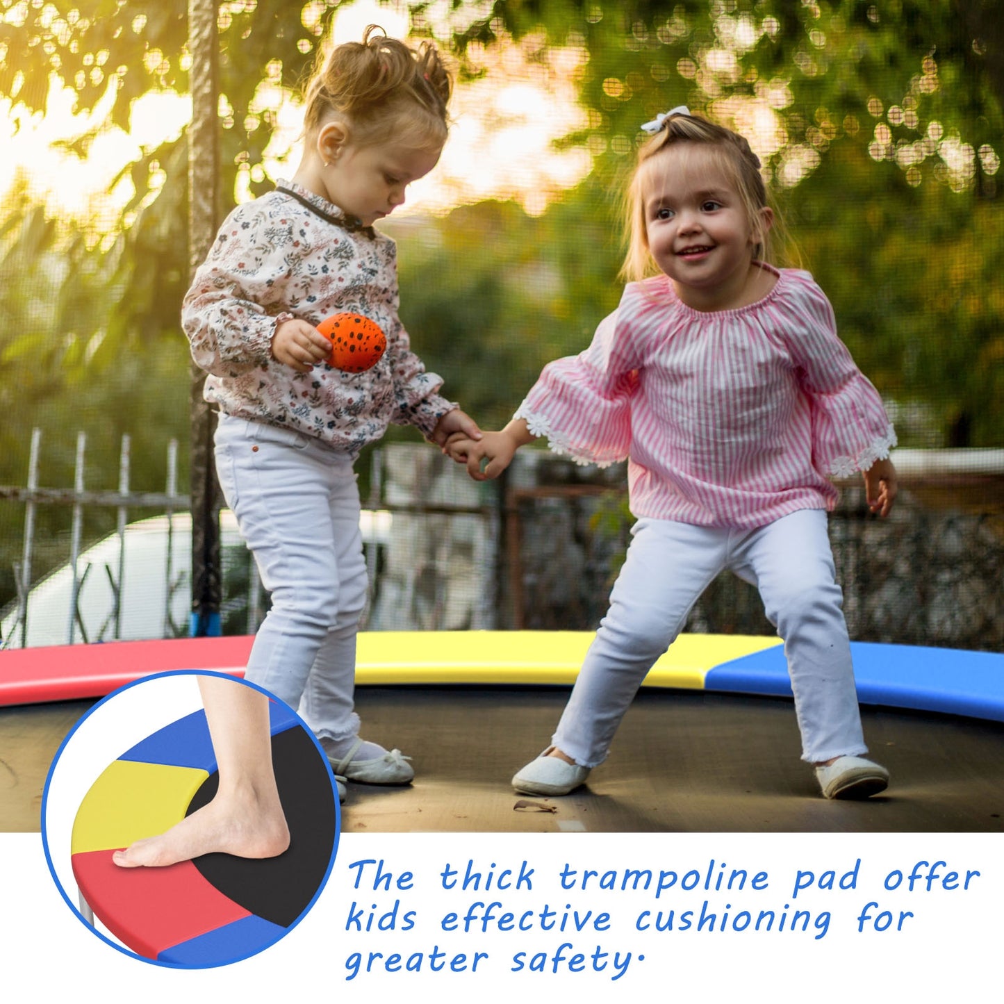 10 Feet Universal Spring Cover Trampoline Replacement Safety Pad-Multicolor Kids Crystal