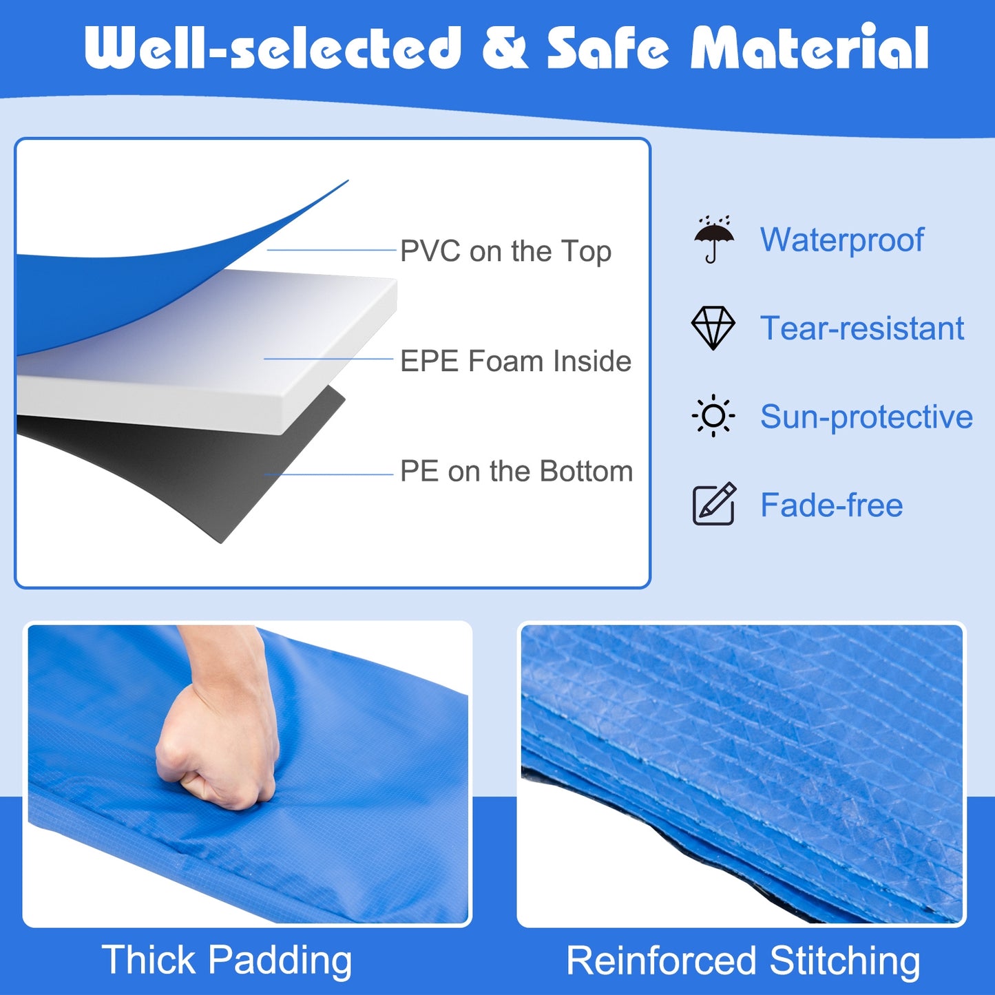 10 Feet Universal Spring Cover Trampoline Replacement Safety Pad-Multicolor Kids Crystal