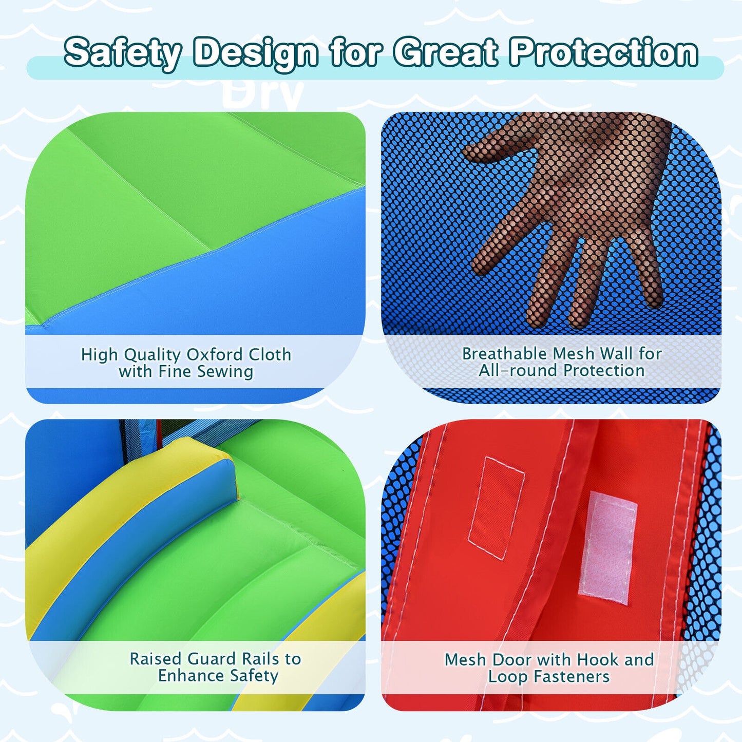 Inflatable Kids Water Slide Bounce Castle with 480W Blower Kids Crystal