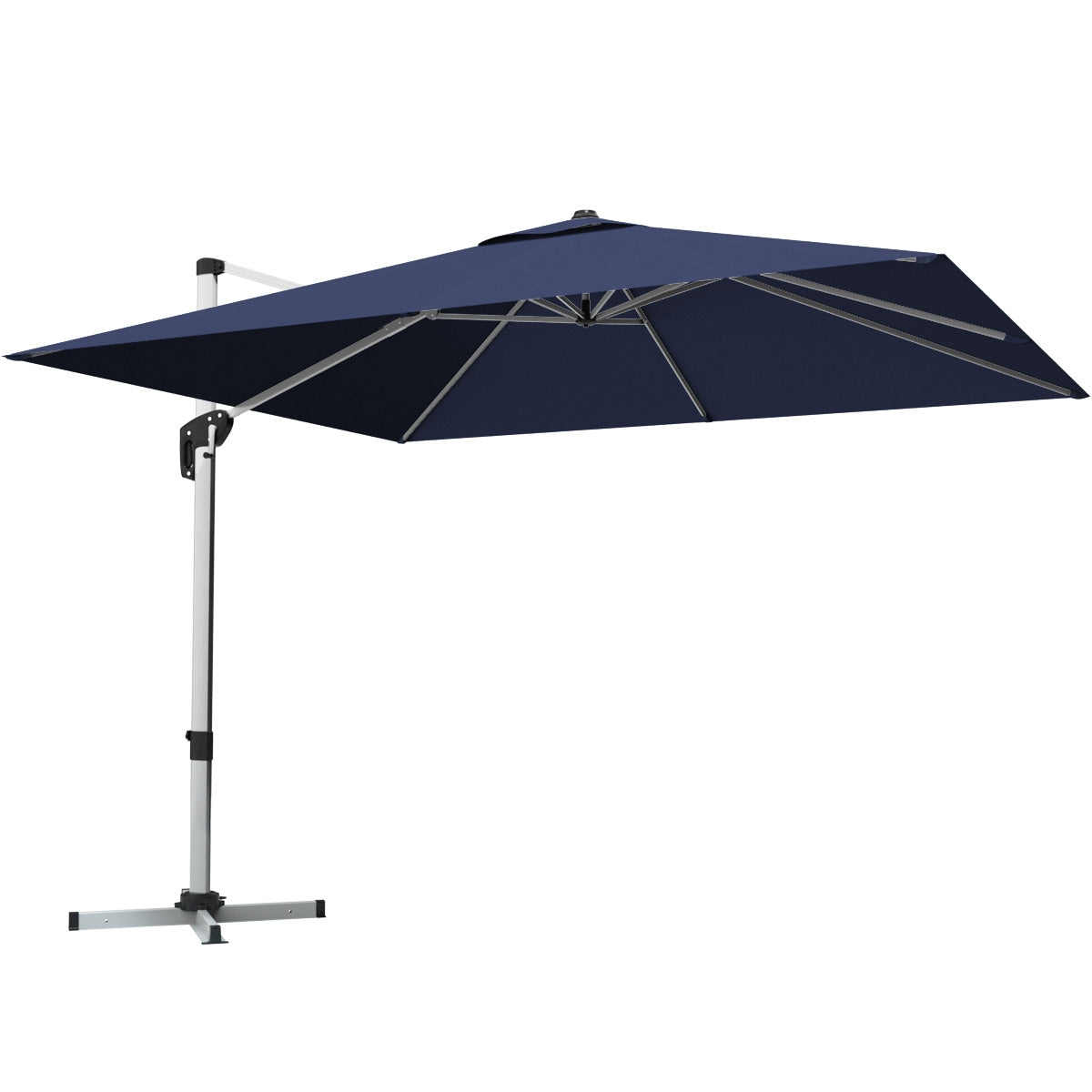 10 Feet 360° Tilt Aluminum Square Patio Umbrella without Weight Base-Navy Kids Crystal