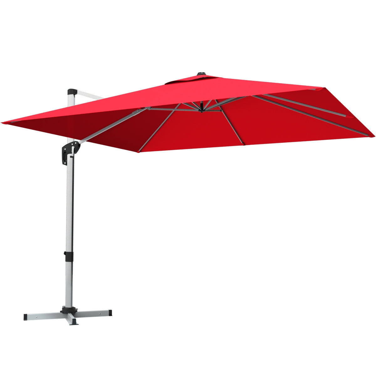 10 ft 360 Degree Tilt Aluminum Square Patio Offset Cantilever Umbrella without Weight Base-Burgundy Kids Crystal