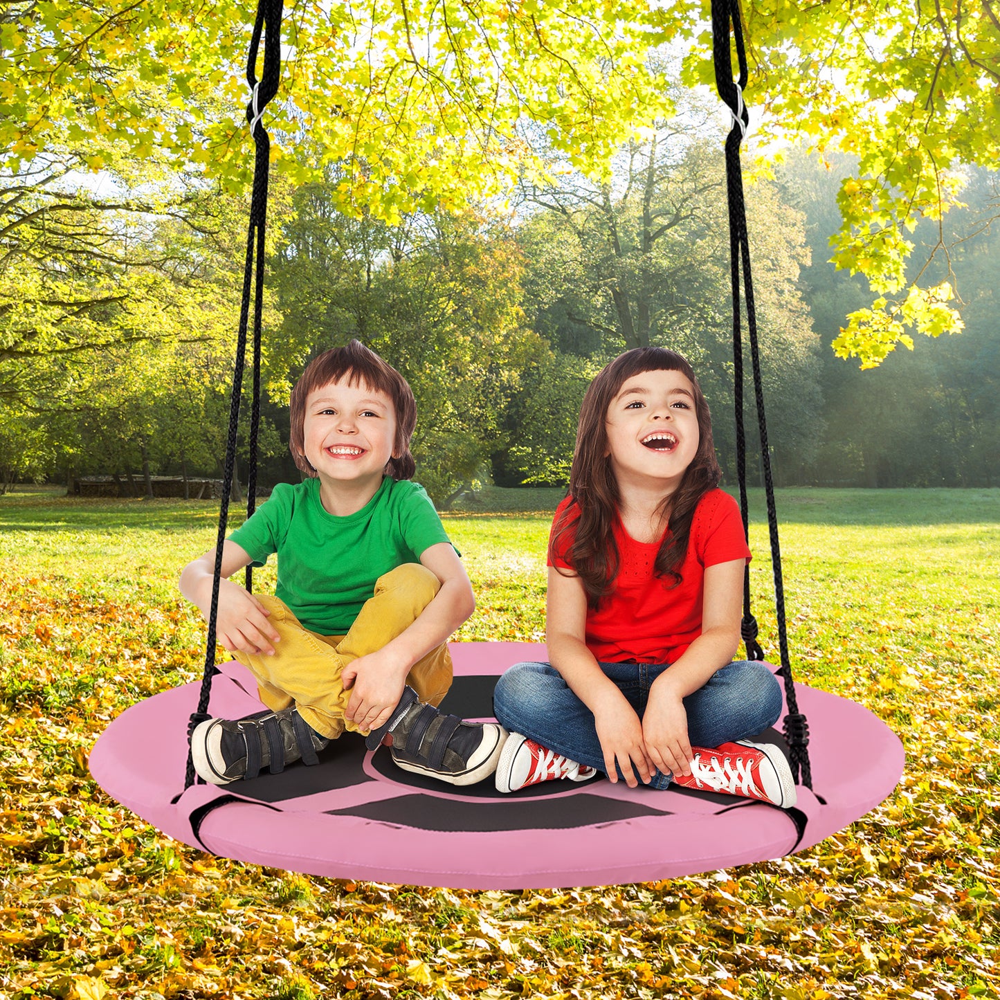 2-in-1 40 Inch Kids Hanging Chair Detachable Swing Tent Set-Pink Kids Crystal