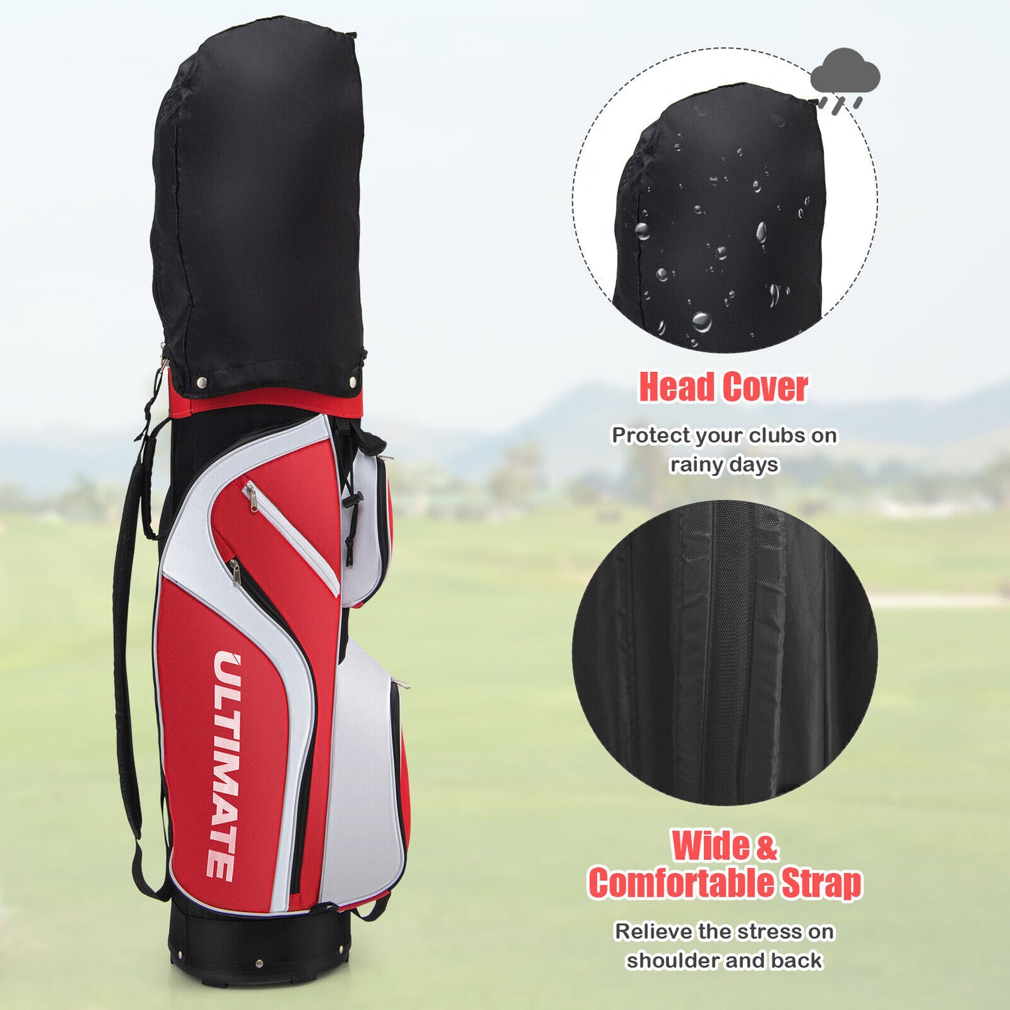 10 Pieces Ladies Complete Golf Club Set with Alloy Driver-Red Kids Crystal