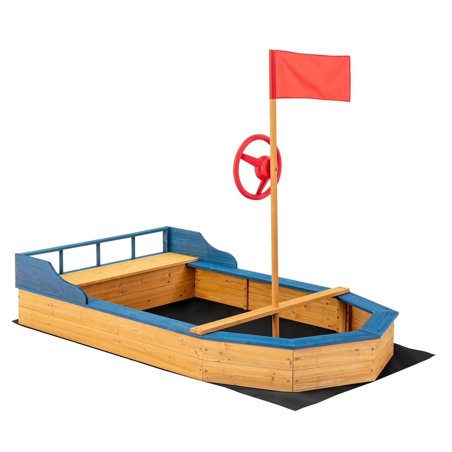 Kids' Pirate Boat Sandbox with Flag and Rudder Kids Crystal