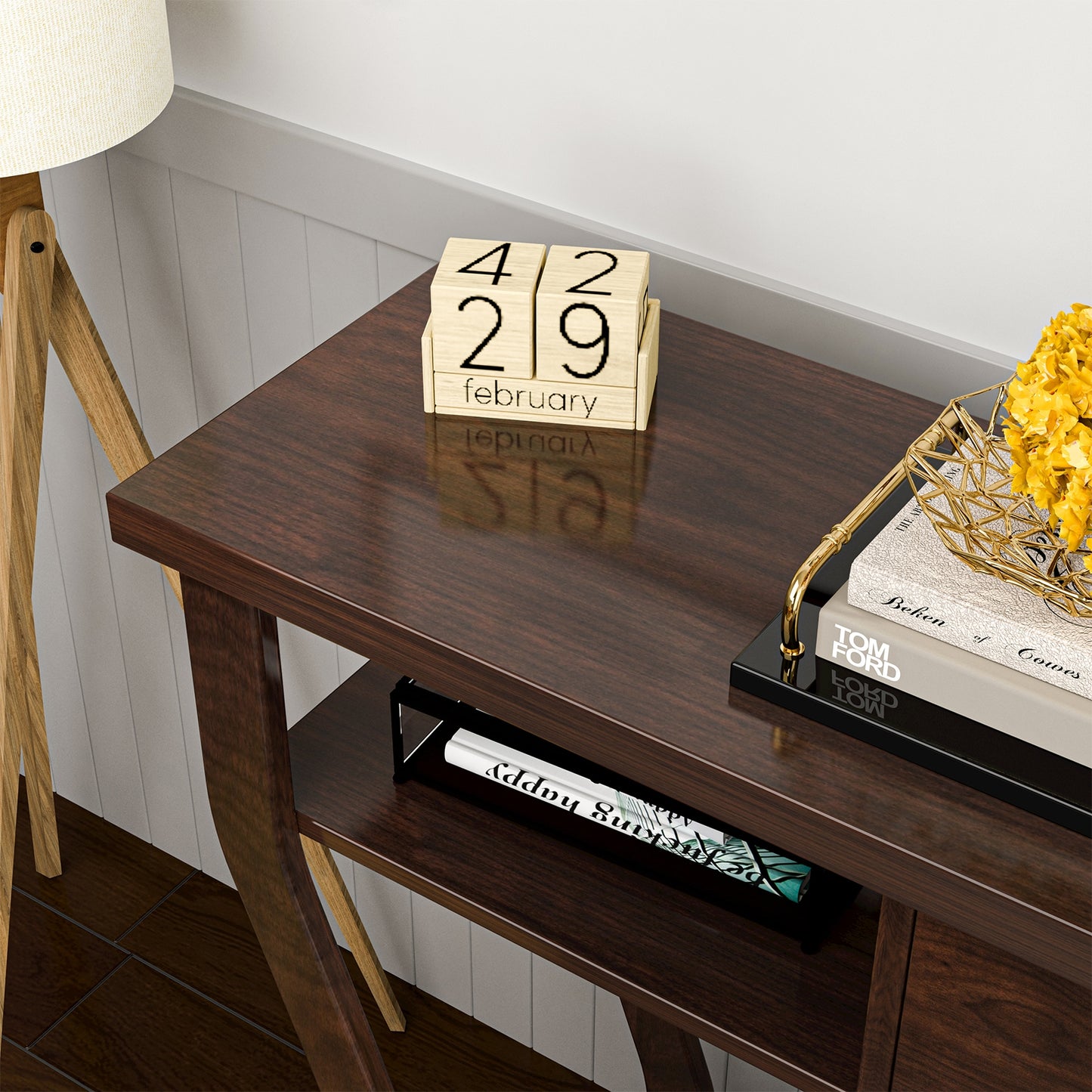 Modern Sofa Accent Table with Drawer-Brown Kids Crystal
