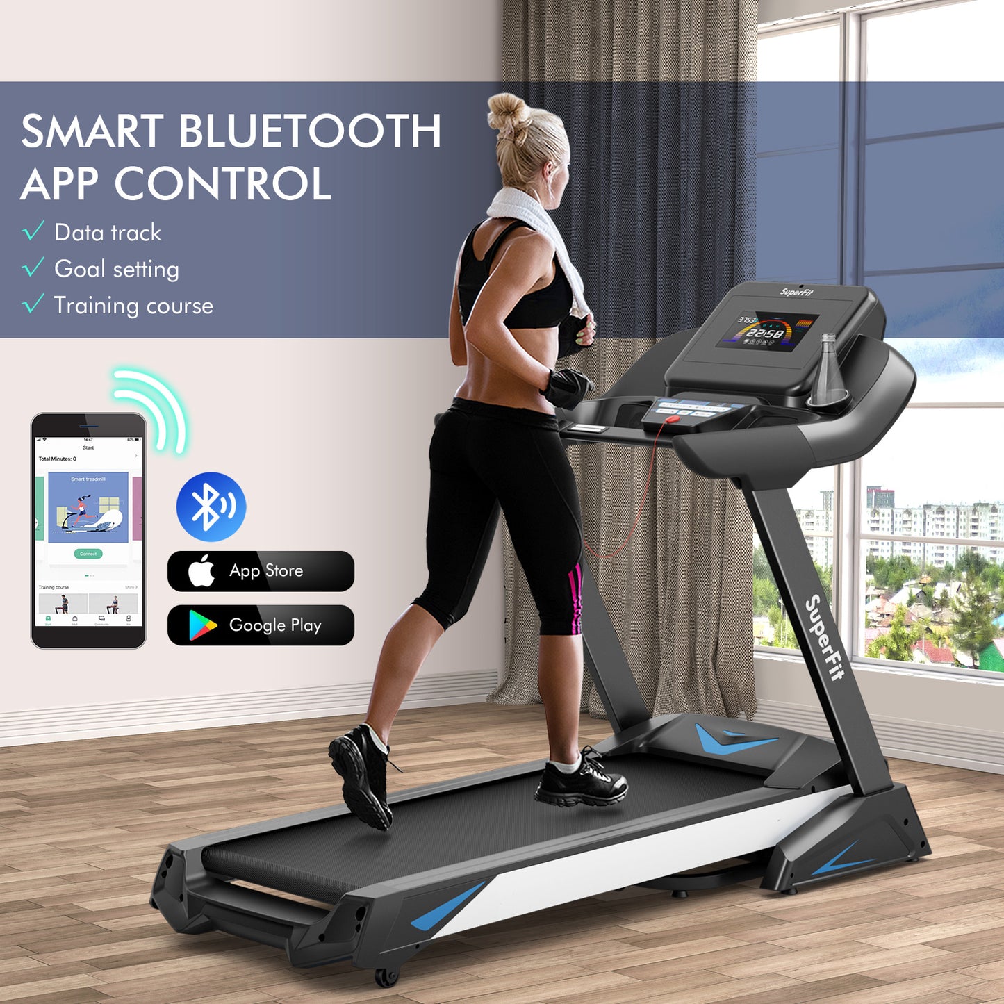 4.75 HP Treadmill with APP and Auto Incline for Home and Apartment-Black Kids Crystal