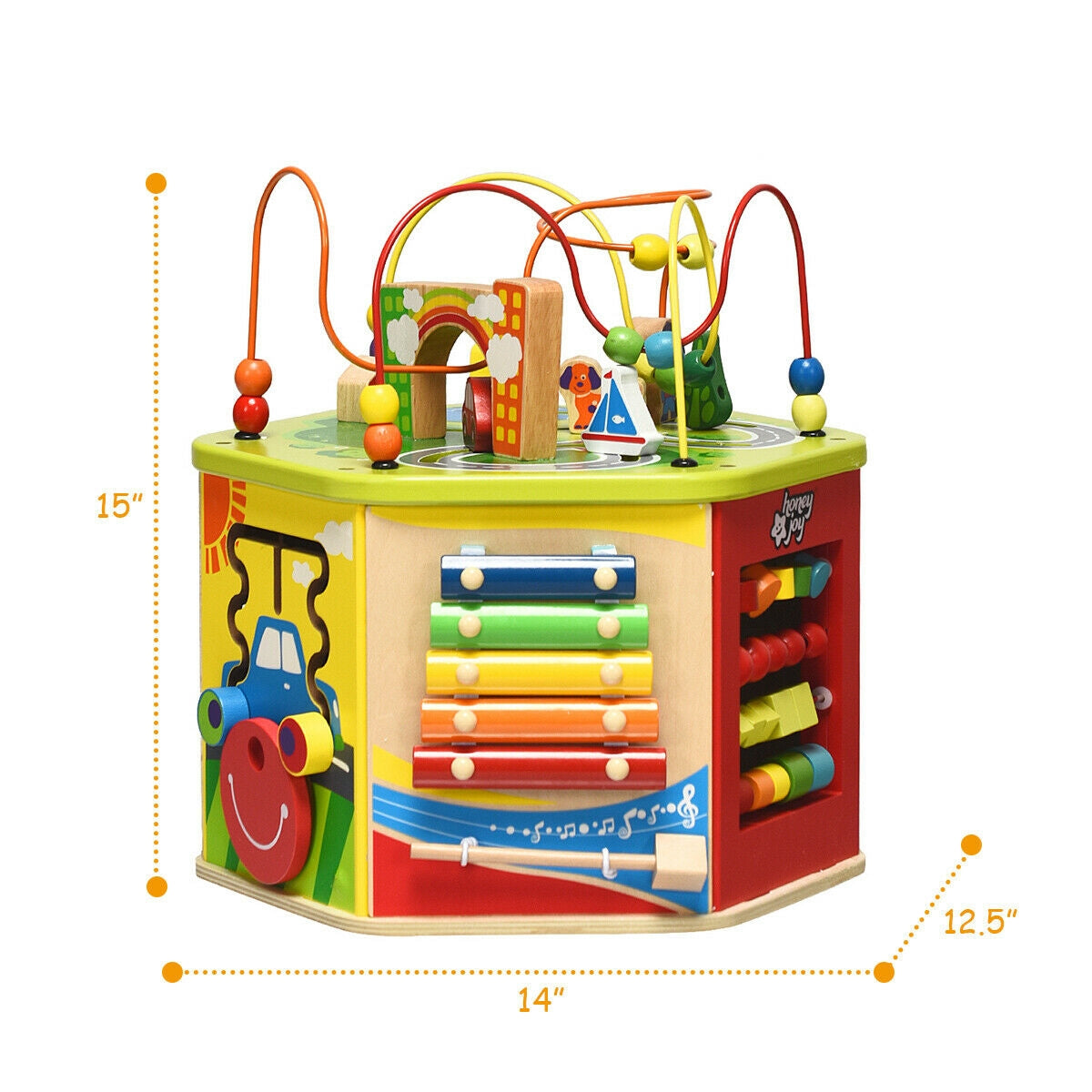 7-in-1 Wooden Activity Cube Toy Kids Crystal