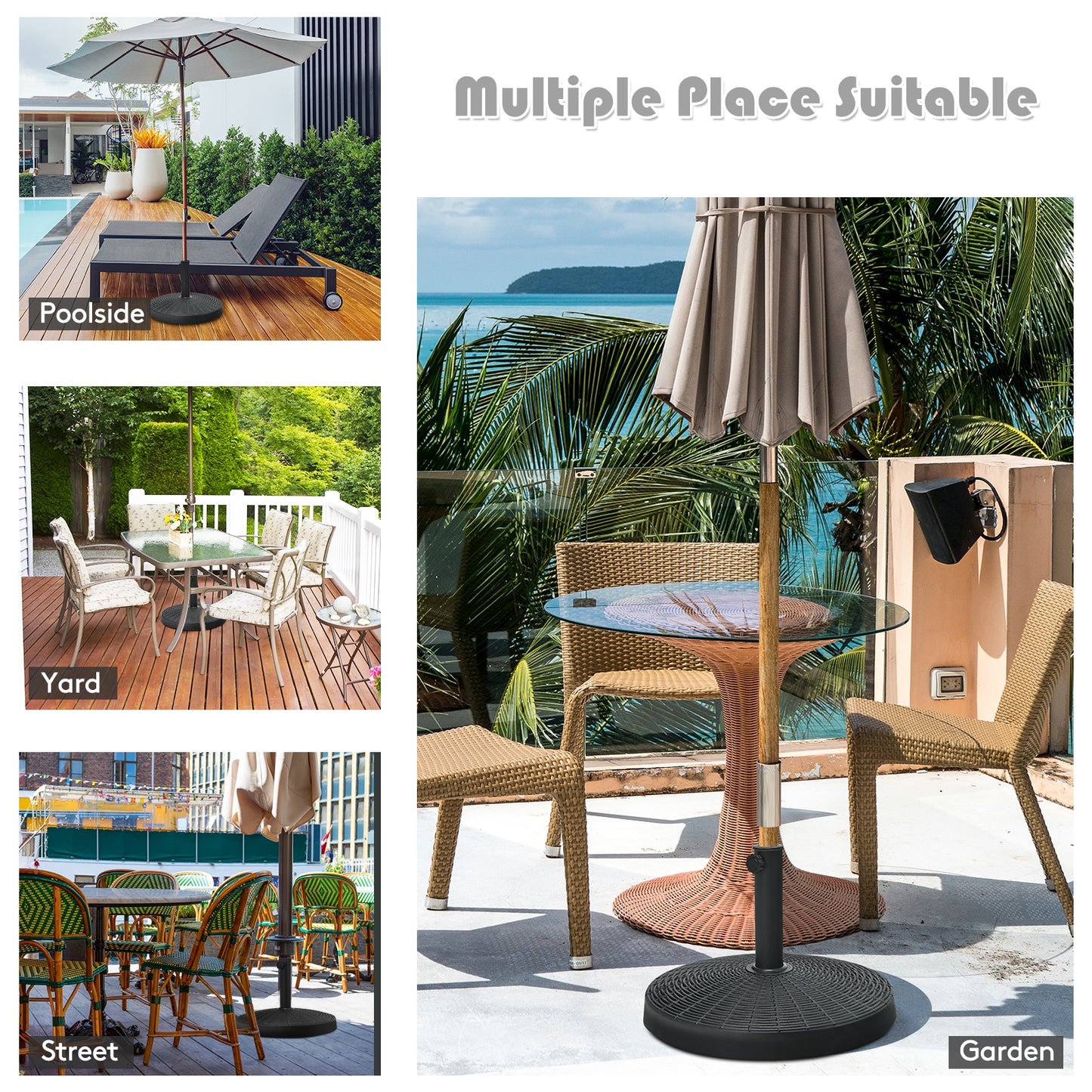 49 LBS Patio Resin Umbrella Base Stand for Outdoor Kids Crystal