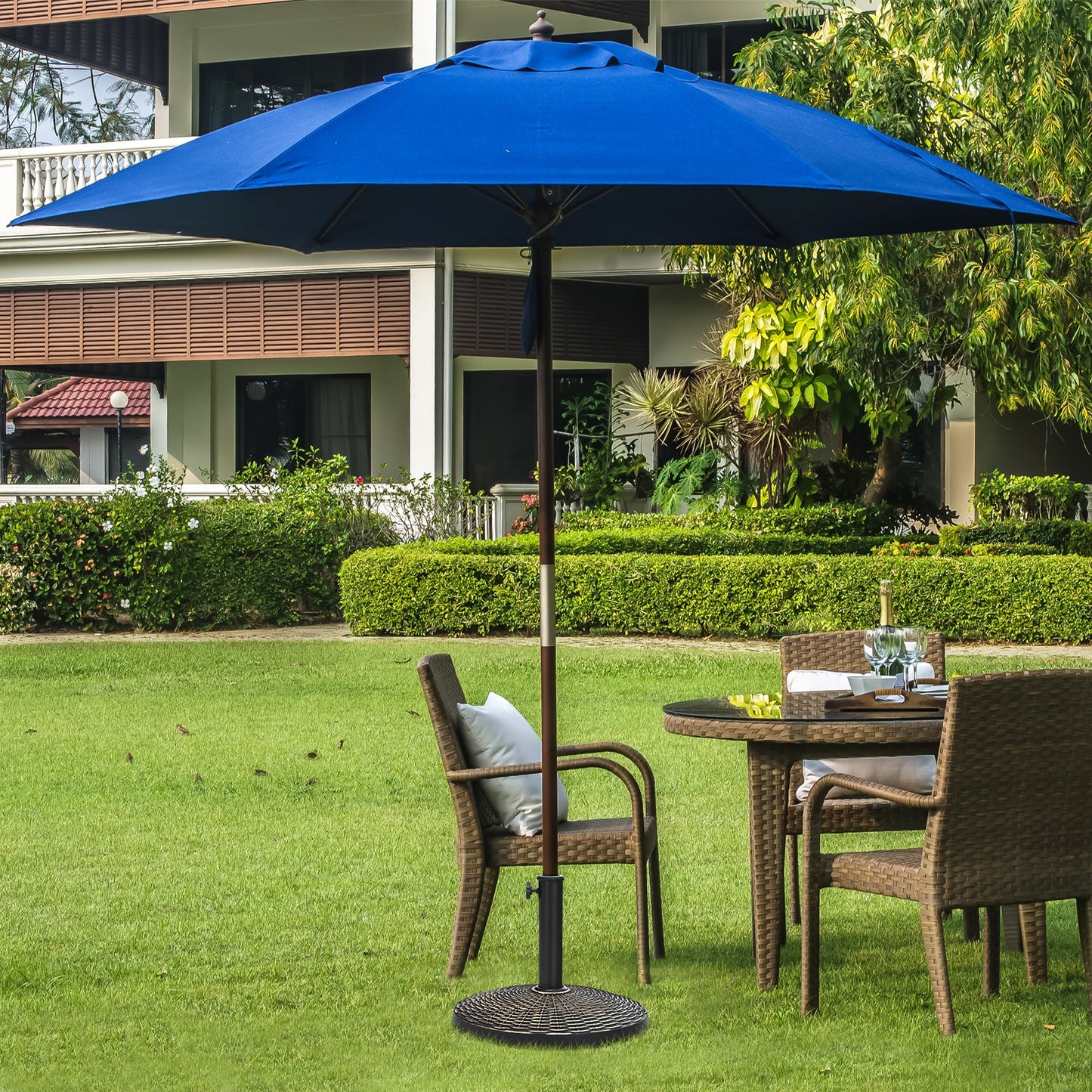 22Lbs Patio Resin Umbrella Base with Wicker Style for Outdoor Use Kids Crystal