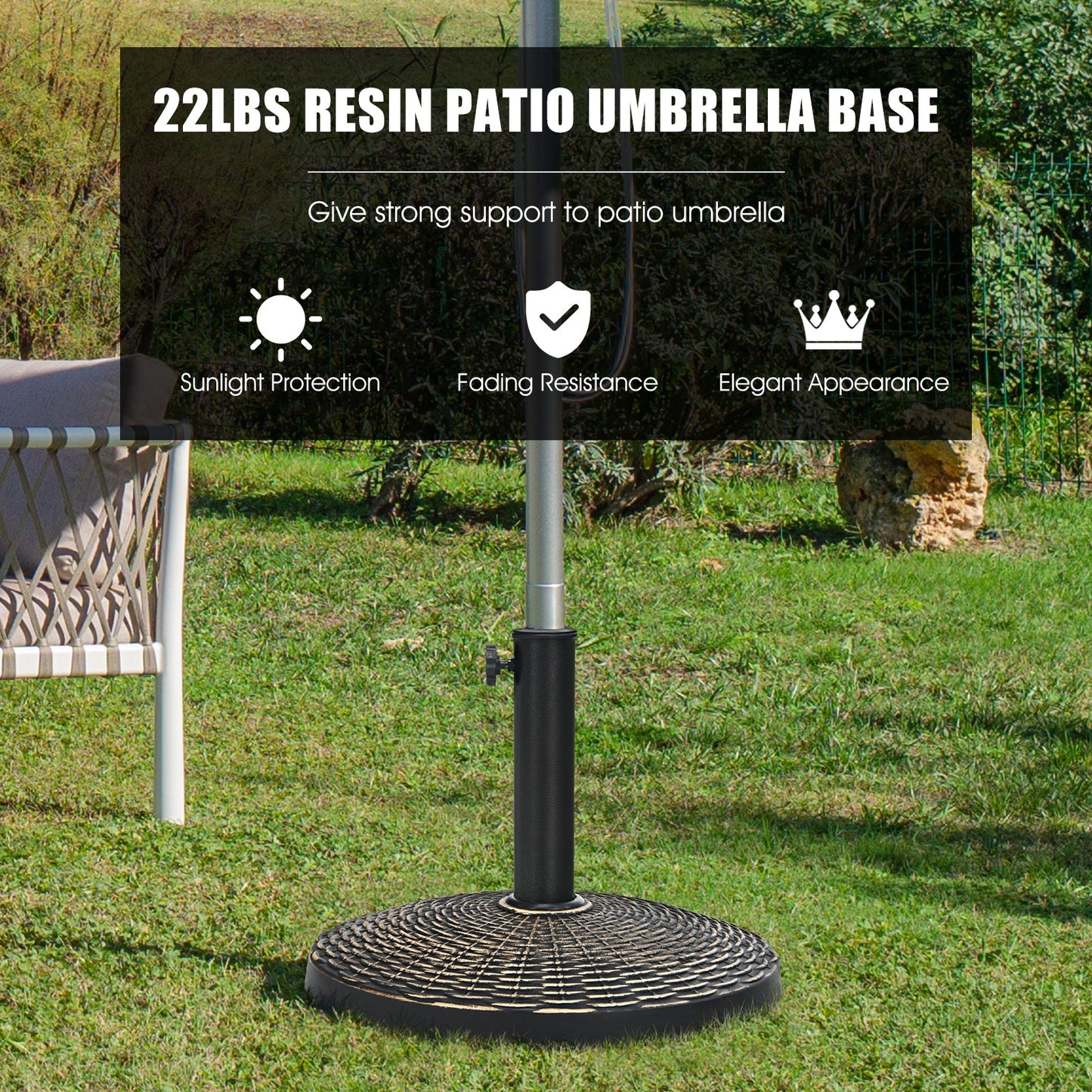 22Lbs Patio Resin Umbrella Base with Wicker Style for Outdoor Use Kids Crystal