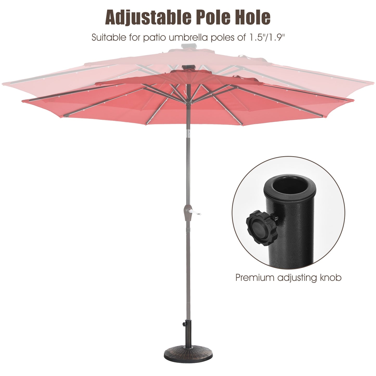 22Lbs Patio Resin Umbrella Base with Wicker Style for Outdoor Use Kids Crystal