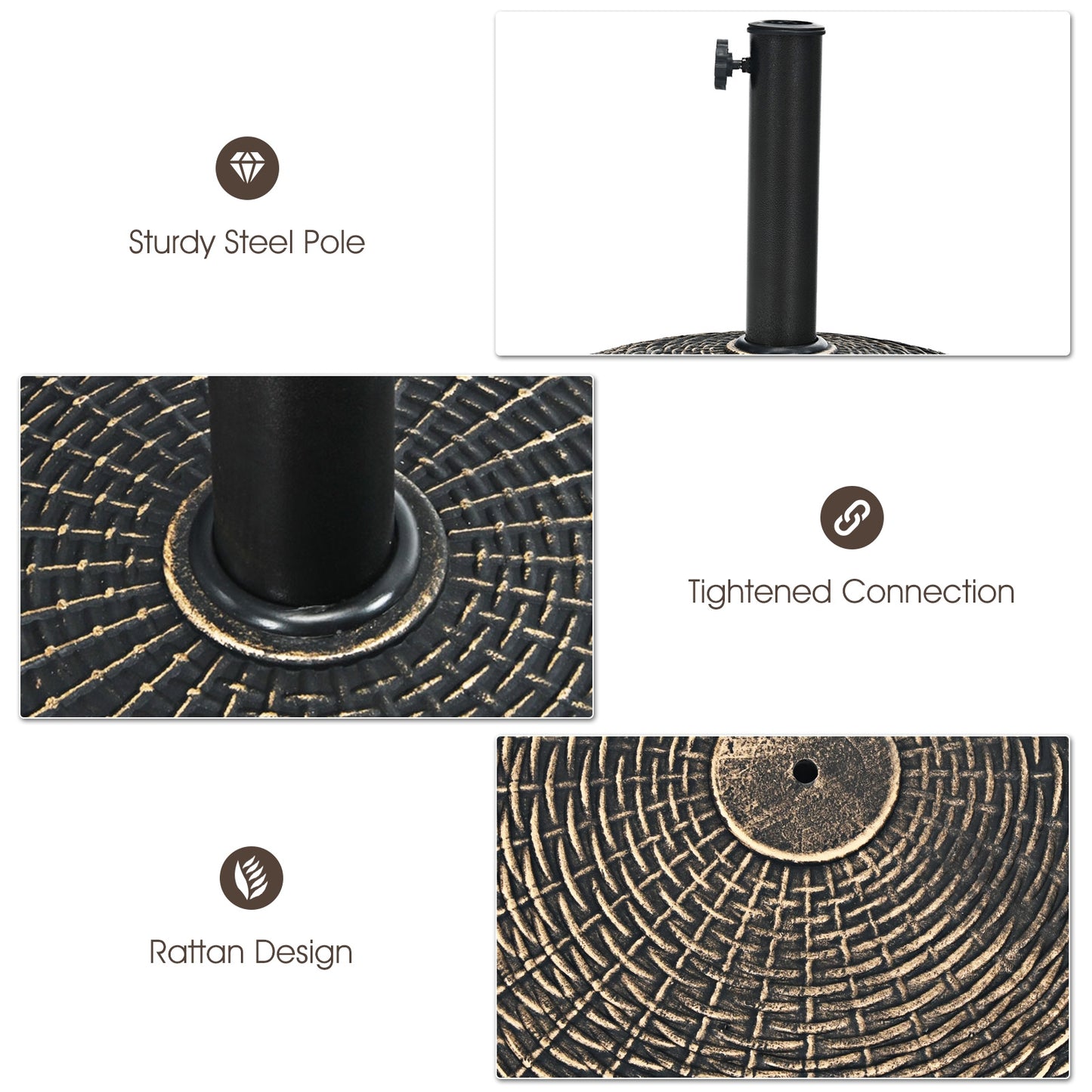 22Lbs Patio Resin Umbrella Base with Wicker Style for Outdoor Use Kids Crystal