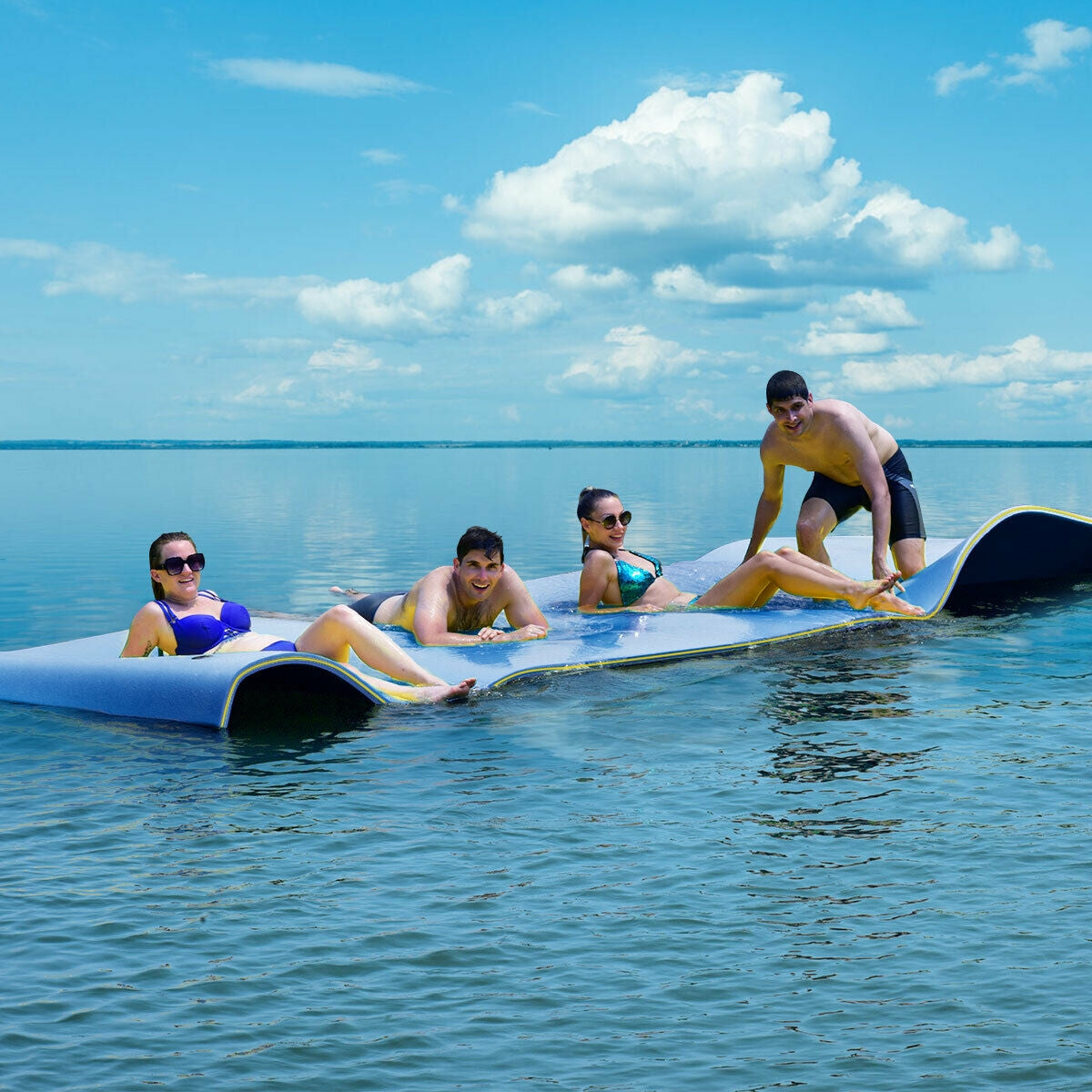 12 x 6 Feet 3 Layer Floating Water Pad-Blue Kids Crystal