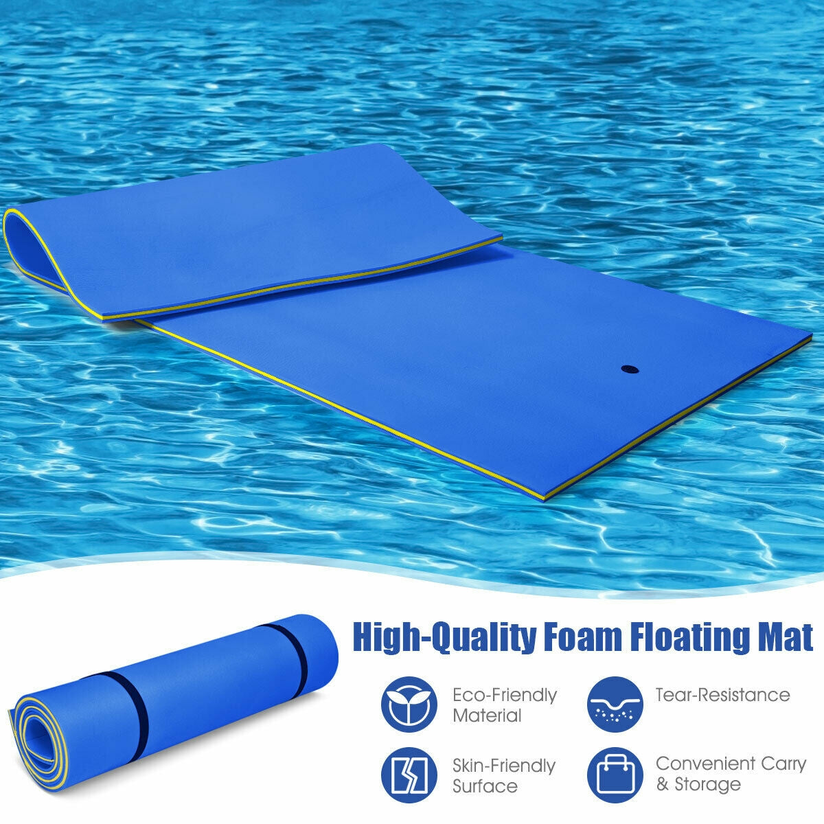 12 x 6 Feet 3 Layer Floating Water Pad-Blue Kids Crystal