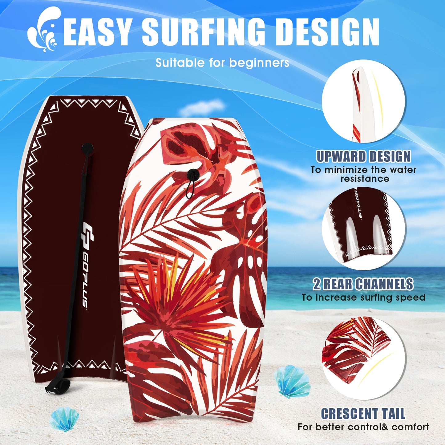 37 Inch Lightweight Surfboard With Fin EPS Core for Kids and Adults-M Kids Crystal