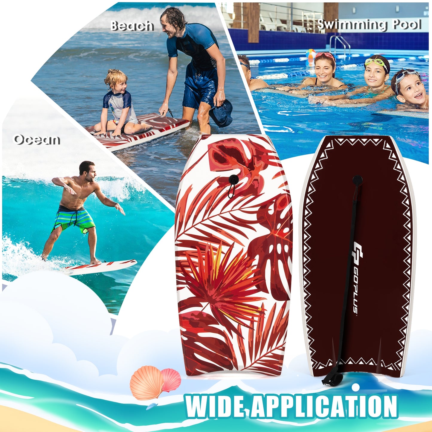 37 Inch Lightweight Surfboard With Fin EPS Core for Kids and Adults-M Kids Crystal