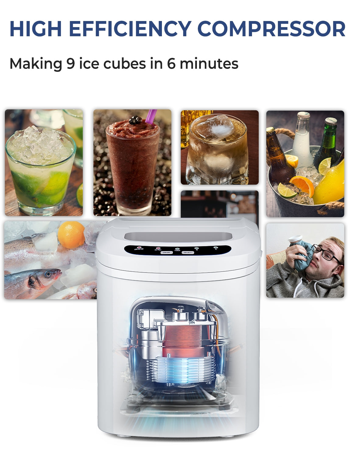 Mini Portable Compact Electric Ice Maker Machine-White Kids Crystal