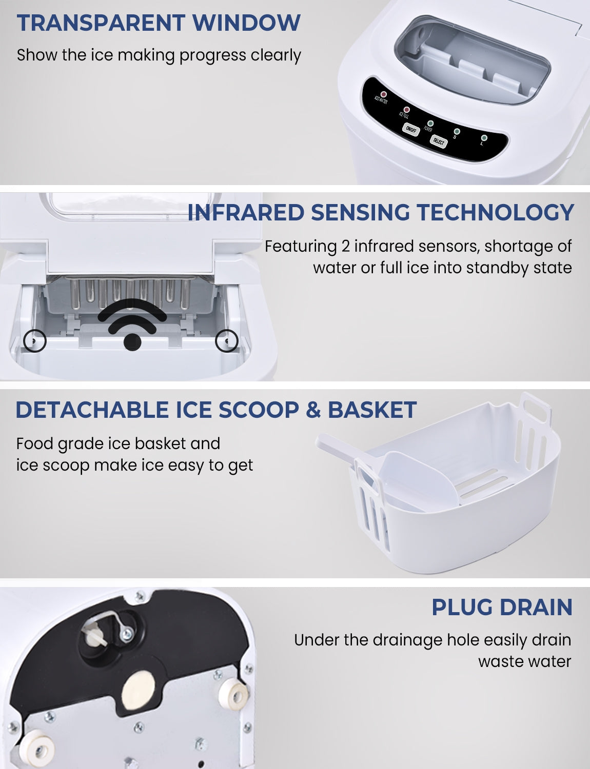 Mini Portable Compact Electric Ice Maker Machine-White Kids Crystal