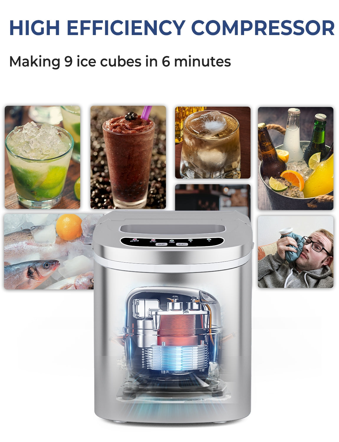 Mini Portable Compact Electric Ice Maker Machine-Silver Kids Crystal