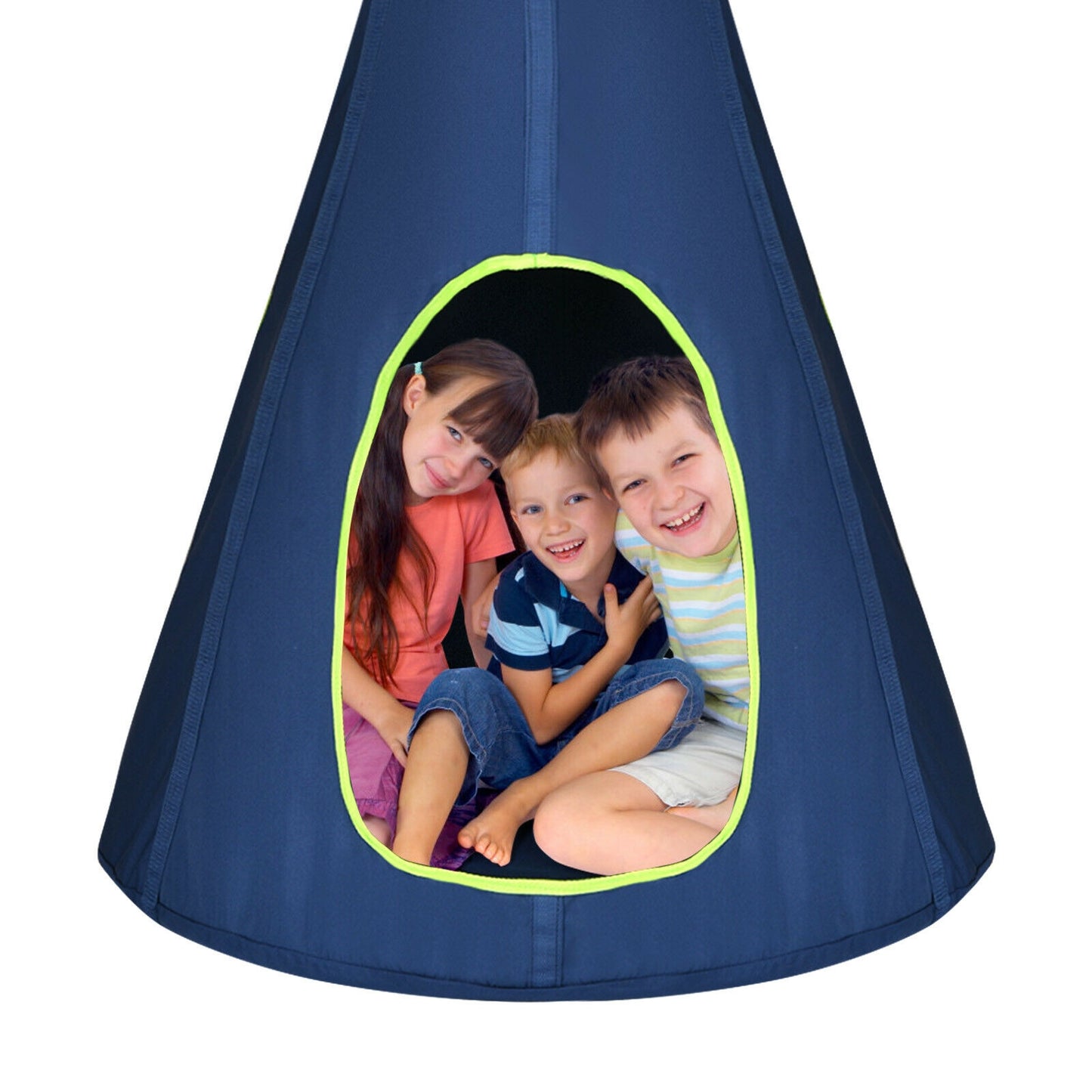 32 Inch Kids Nest Swing Chair Hanging Hammock Seat for Indoor Outdoor-Blue Kids Crystal