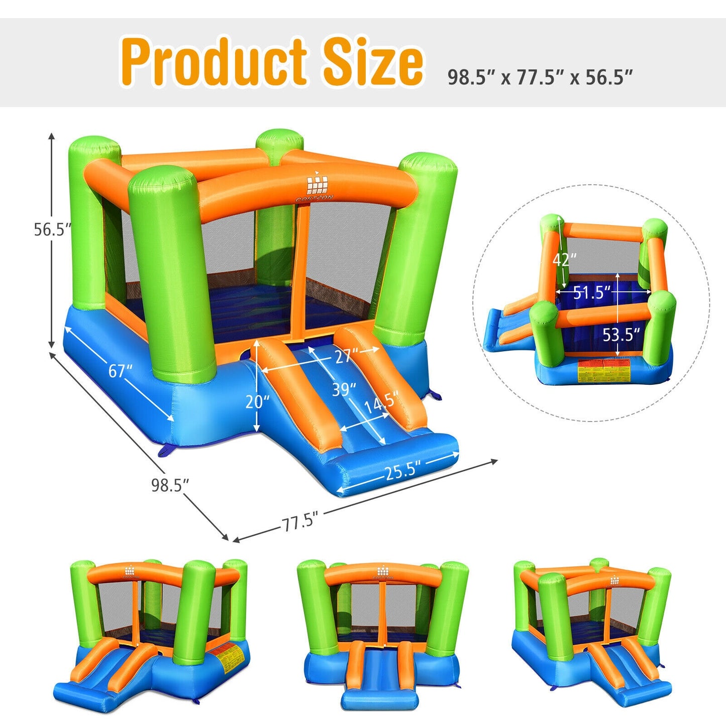 Kids Inflatable Bounce House without Blower for Indoor and Outdoor Kids Crystal