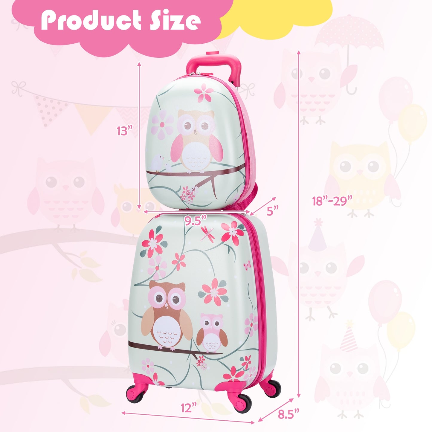 2 Pieces 12 Inch 16 Inch Green ABS Kids Suitcase Luggage Set Kids Crystal