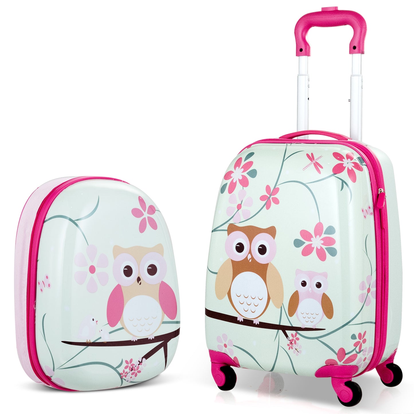 2 Pieces 12 Inch 16 Inch Green ABS Kids Suitcase Luggage Set Kids Crystal