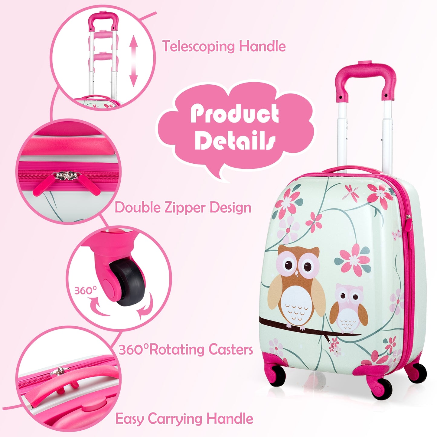 2 Pieces 12 Inch 16 Inch Green ABS Kids Suitcase Luggage Set Kids Crystal