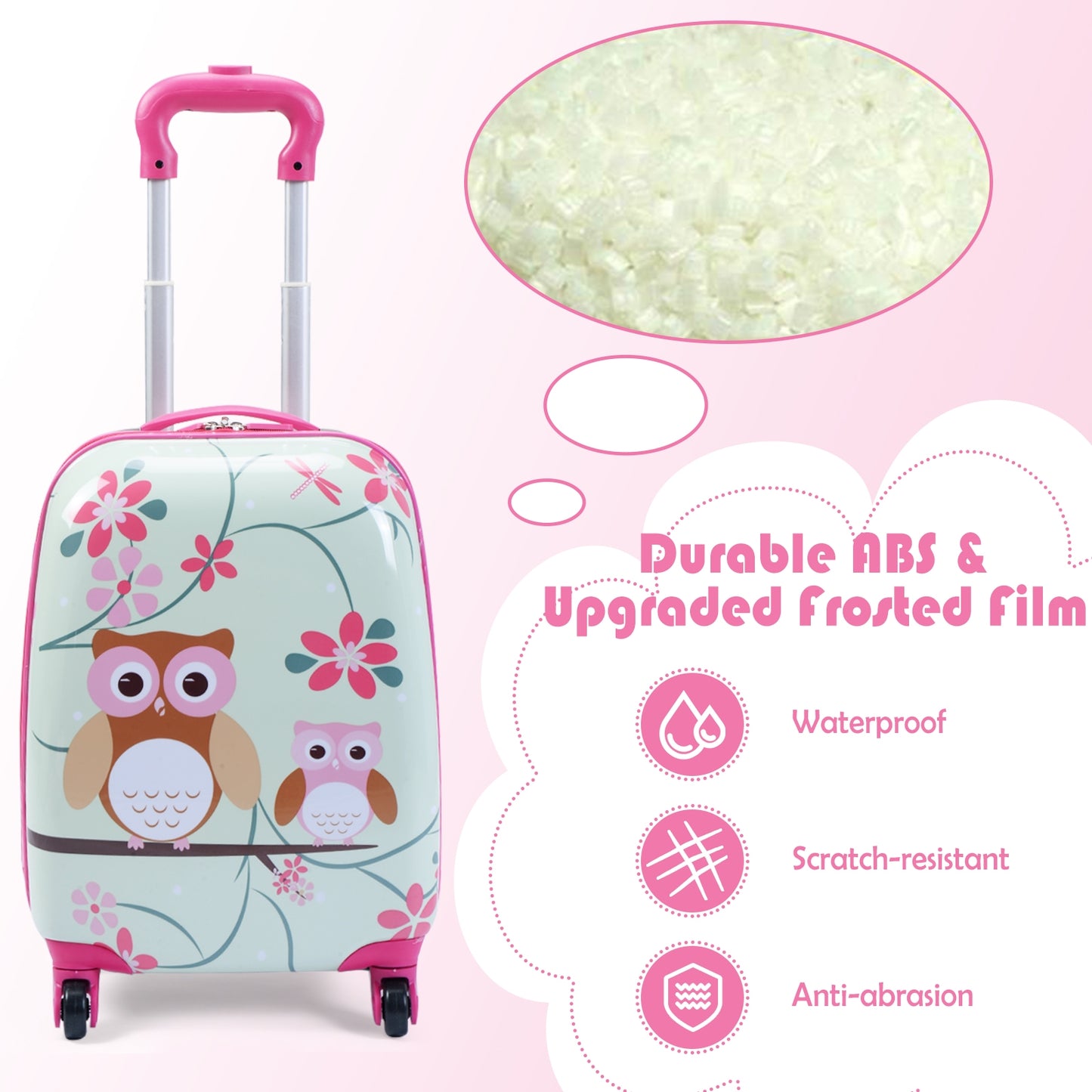 2 Pieces 12 Inch 16 Inch Green ABS Kids Suitcase Luggage Set Kids Crystal