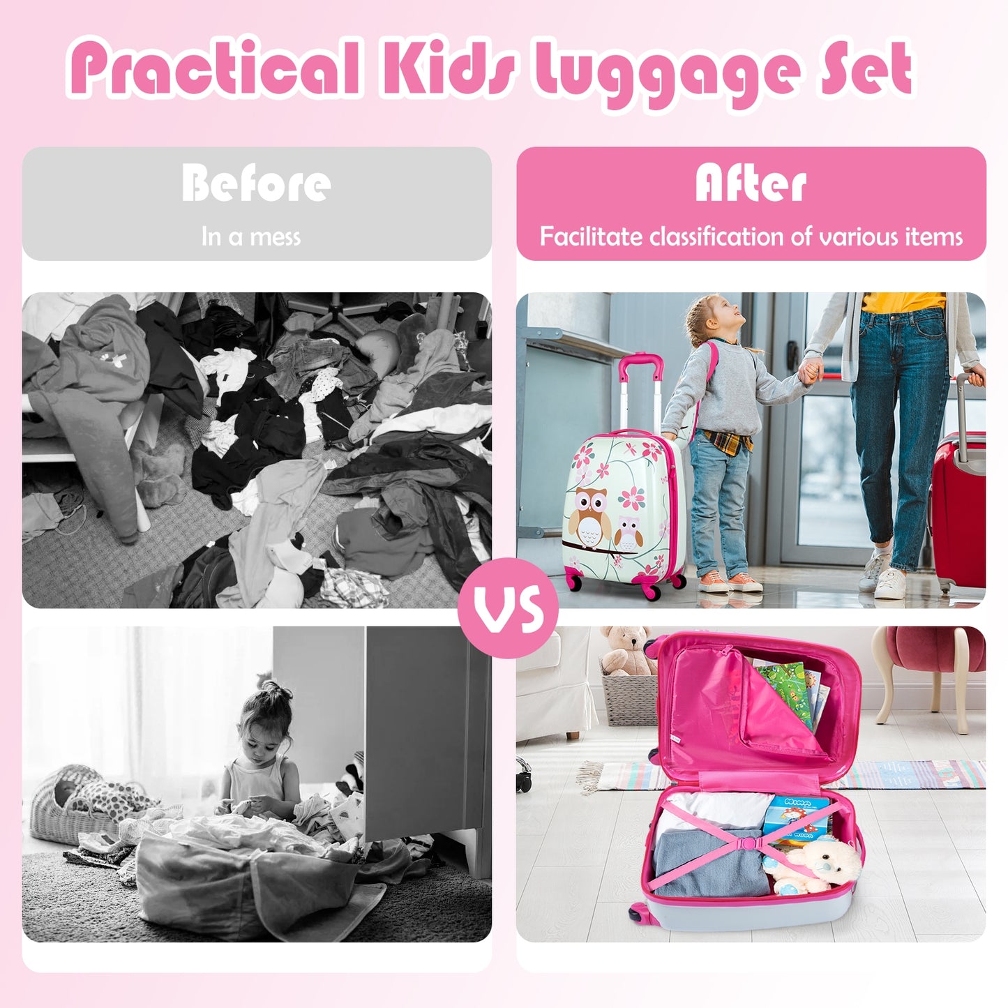 2 Pieces 12 Inch 16 Inch Green ABS Kids Suitcase Luggage Set Kids Crystal