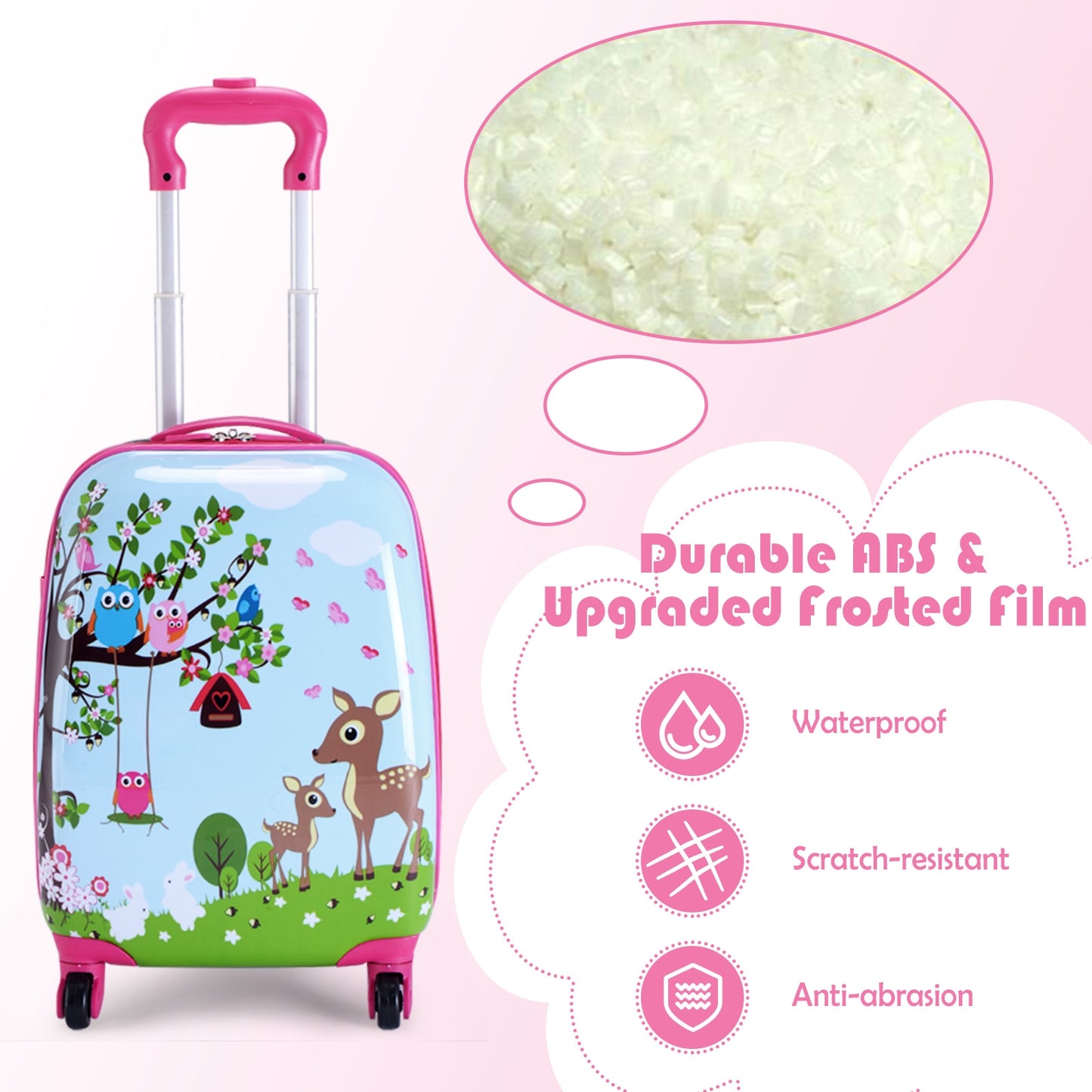 2 Pieces ABS Kids Suitcase Backpack Luggage Set Kids Crystal