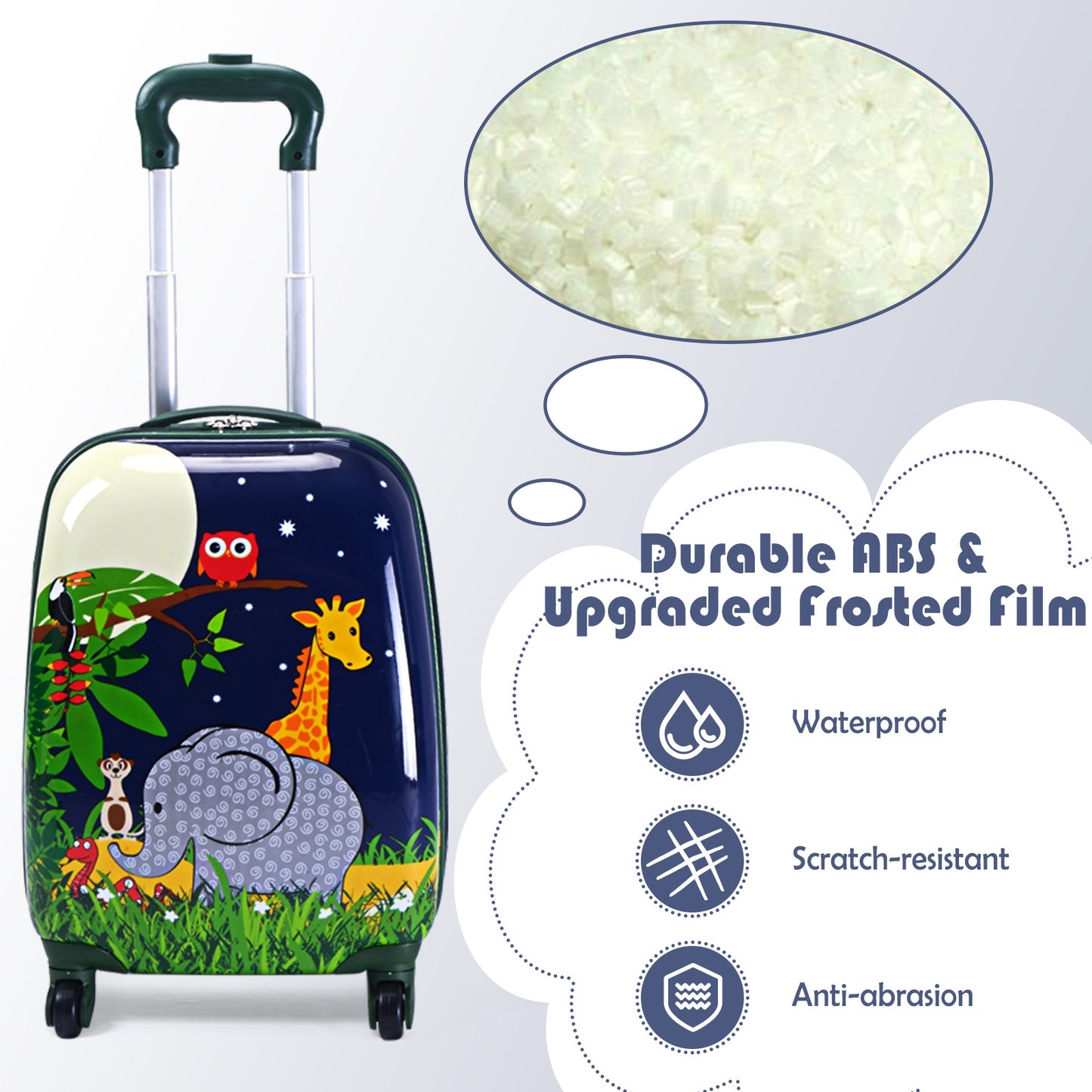 2 Pieces 12 Inch and 16 Inch Kids Carry on Suitcase Rolling Backpack School Luggage Set Kids Crystal
