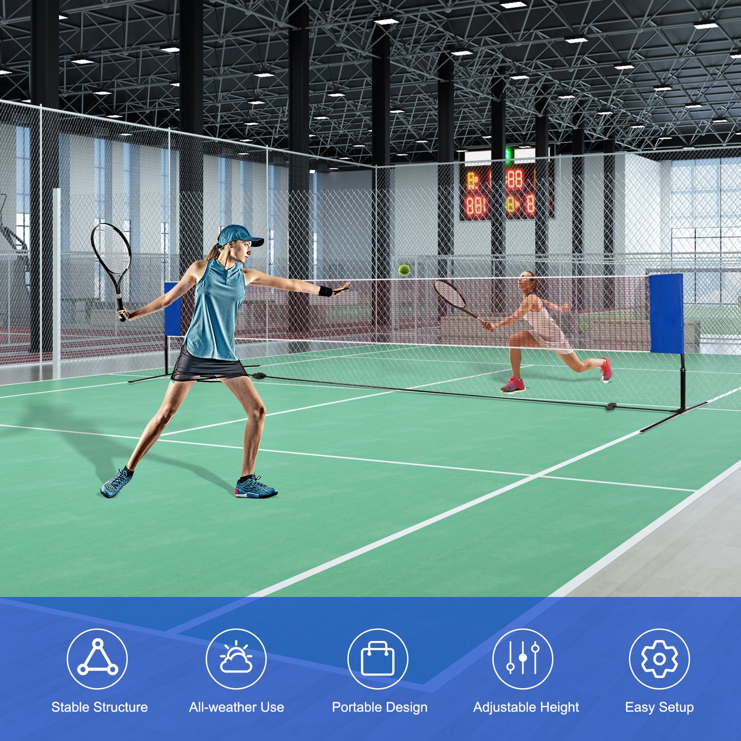 14 x 5 Feet Portable Beach Training Badminton Net with Carrying Bag Kids Crystal