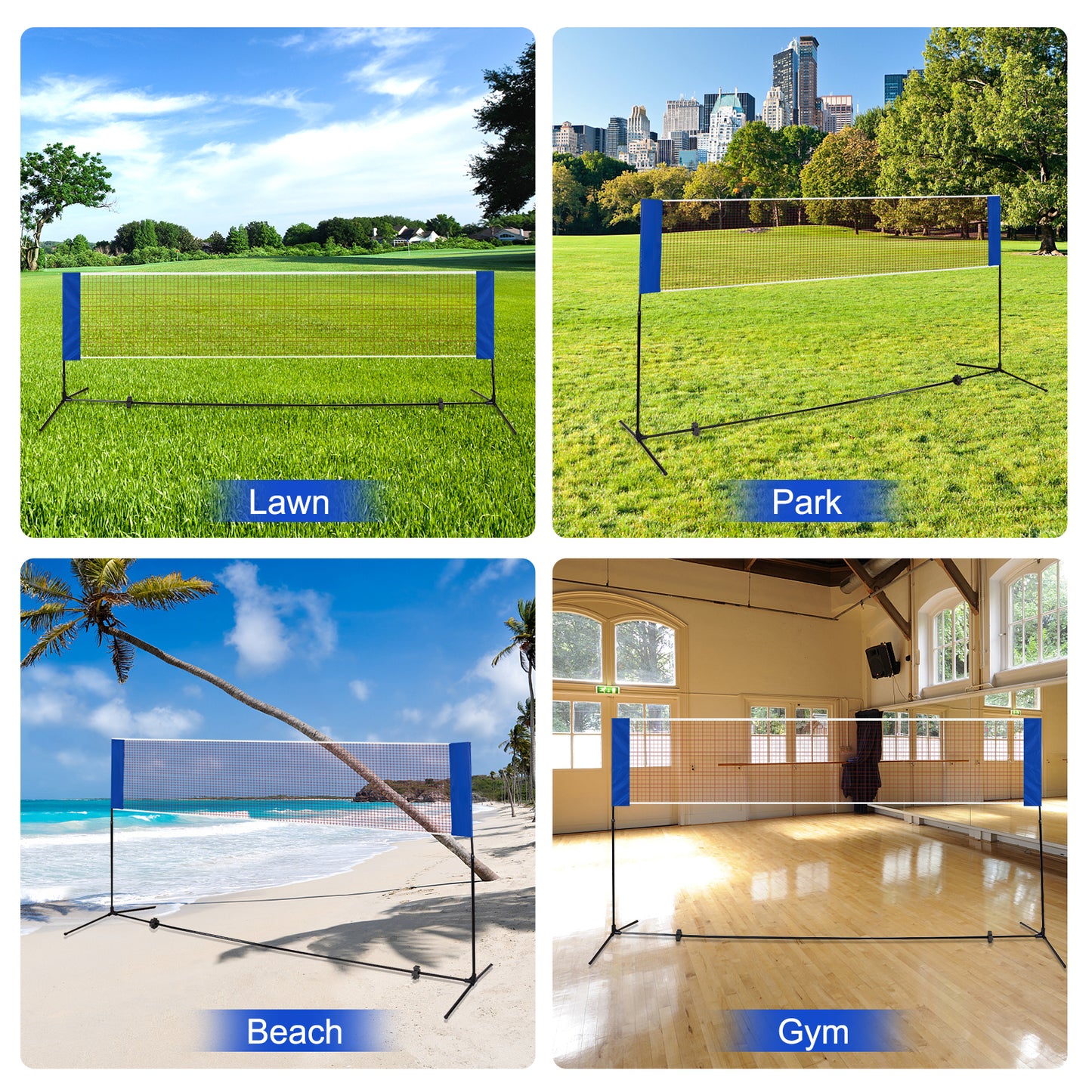 14 x 5 Feet Portable Beach Training Badminton Net with Carrying Bag Kids Crystal