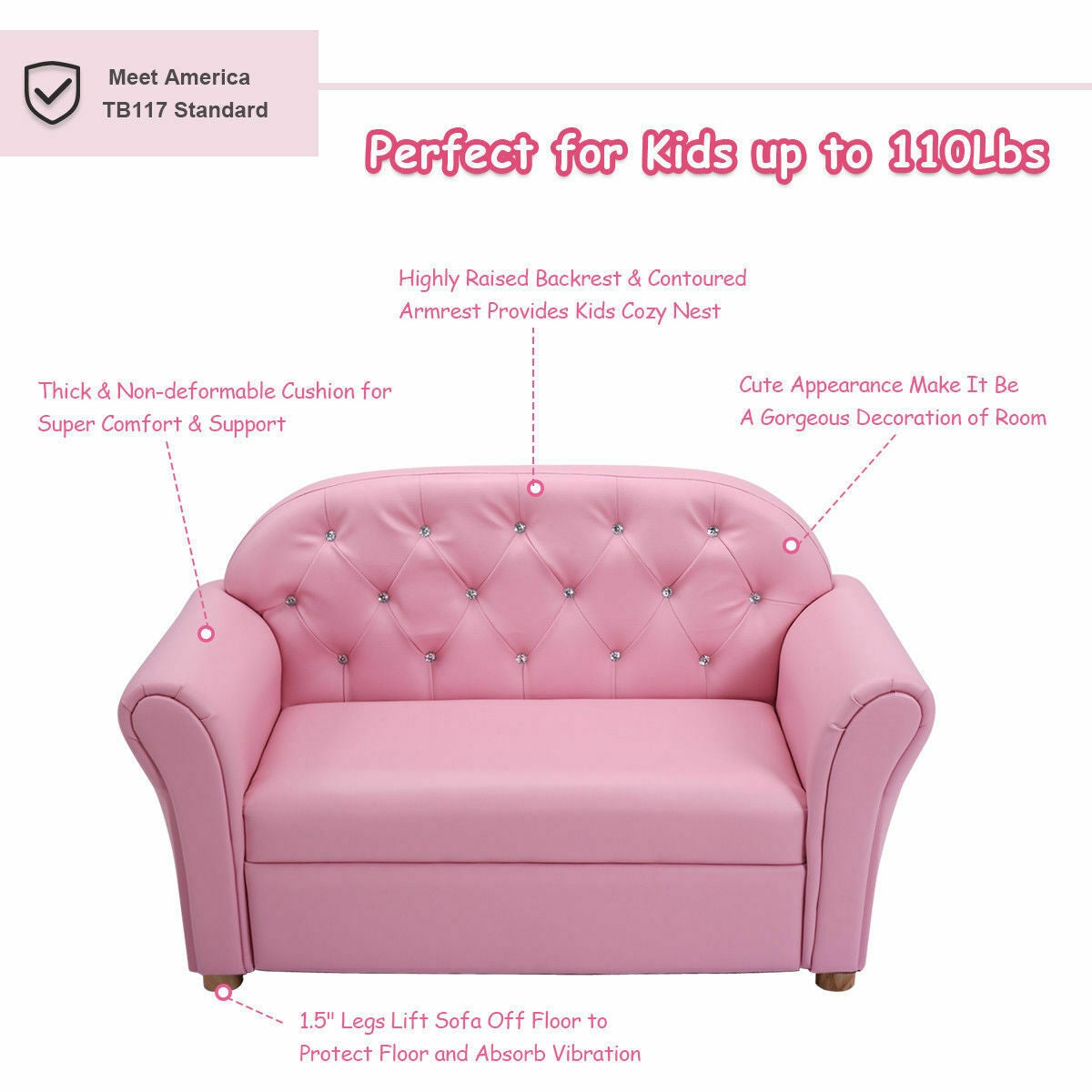 Kids Princess Armrest Chair Lounge Couch Kids Crystal