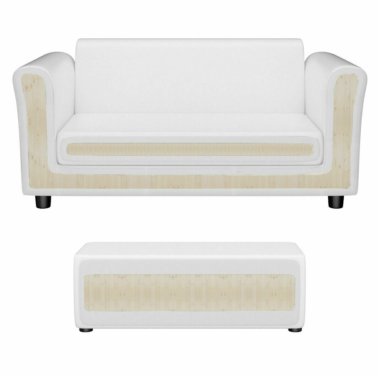 Soft Kids Double Sofa with Ottoman-White Kids Crystal