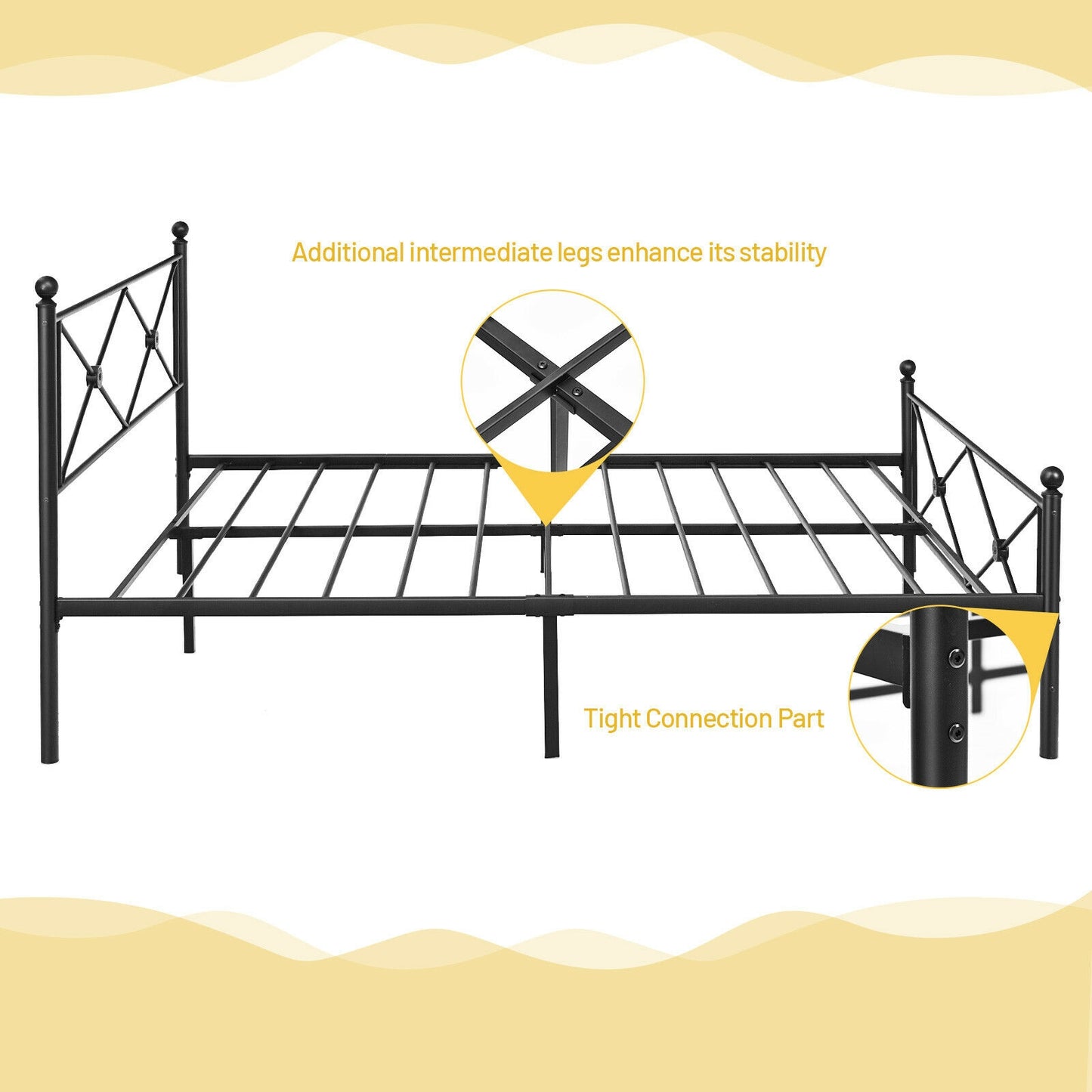 Full/Queen Size Metal Bed Frame Platform with Headboard-Queen Size Kids Crystal