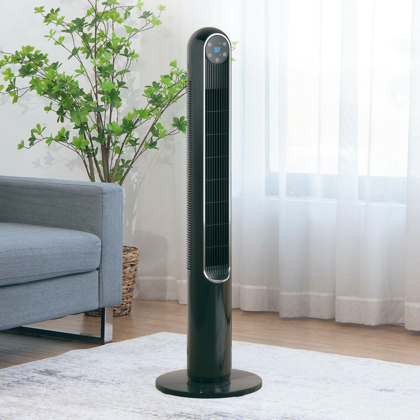 42 Inch 80 Degree Tower Fan with Smart Display Panel and Remote Control-Black Kids Crystal