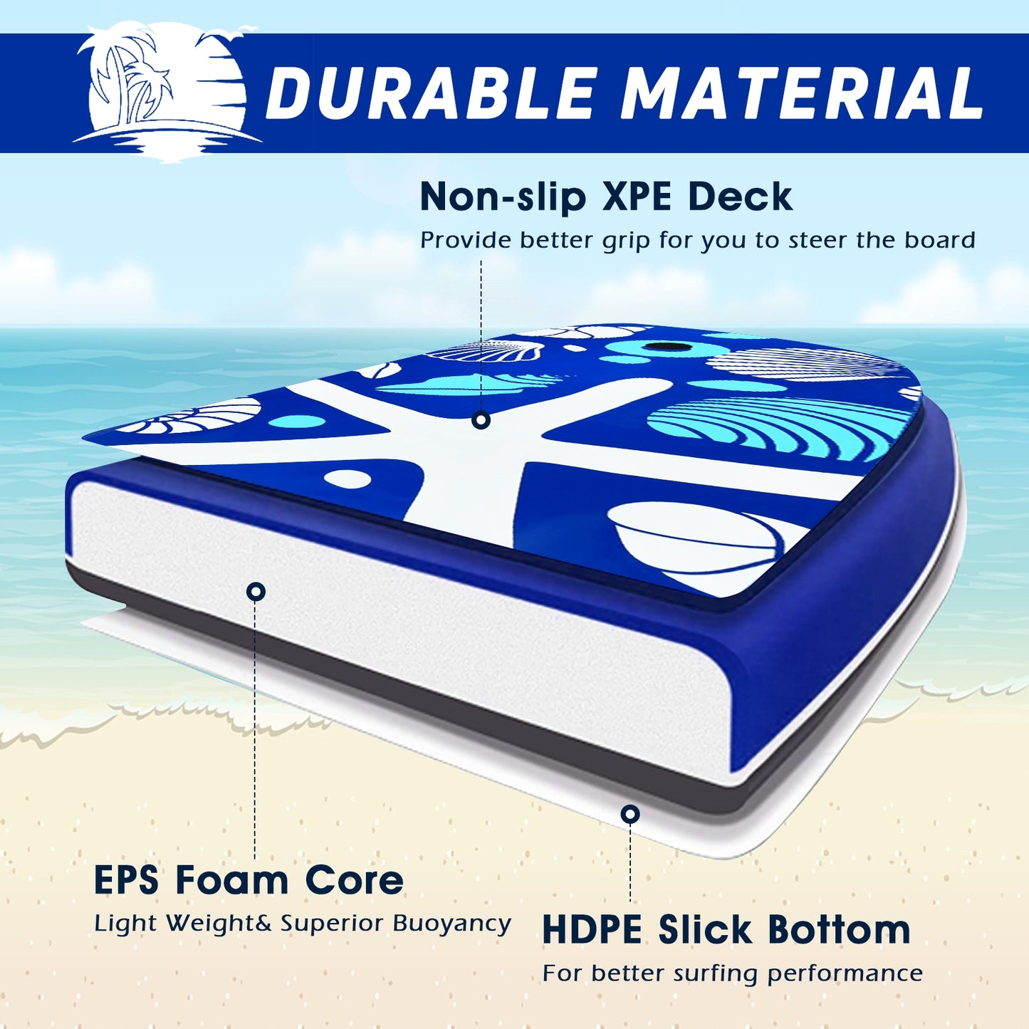 41 Inch Lightweight Super Portable Surfing Bodyboard-L Kids Crystal