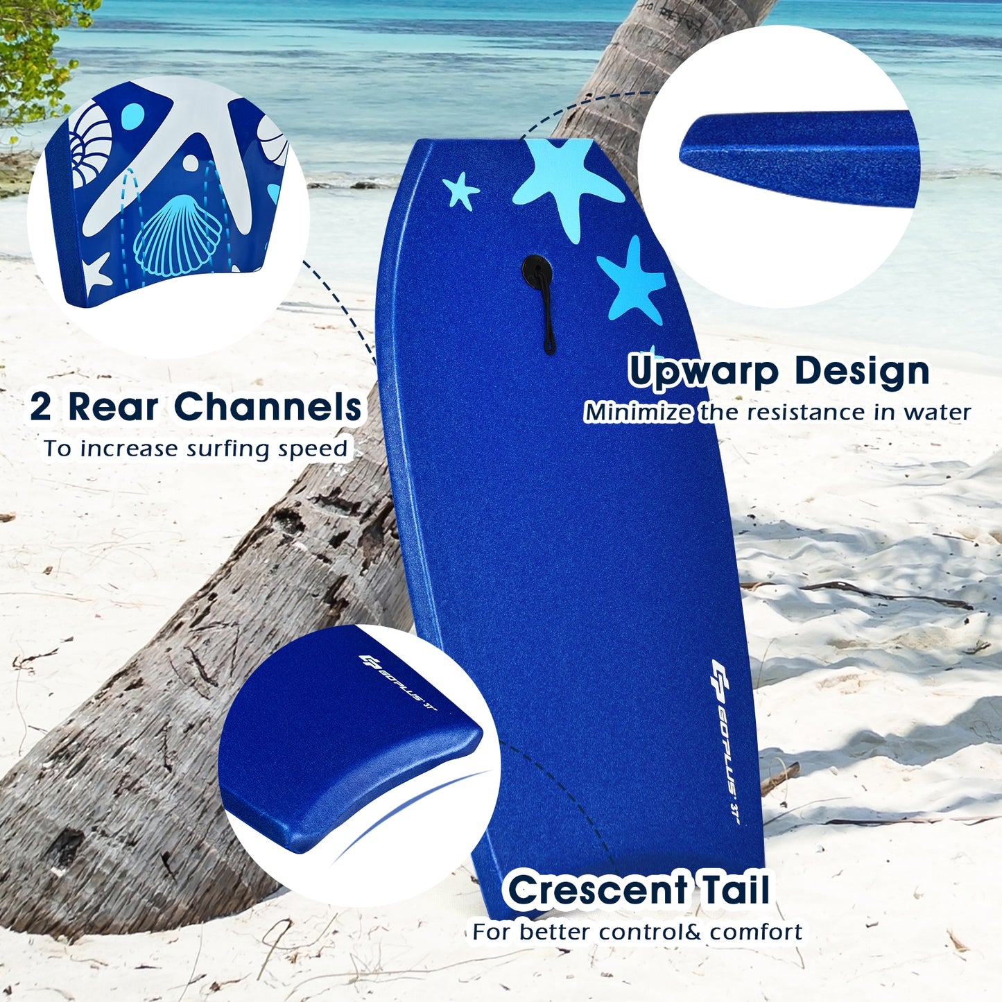 41 Inch Lightweight Super Portable Surfing Bodyboard-L Kids Crystal