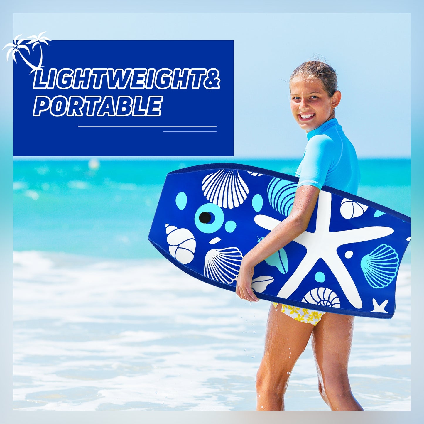 41 Inch Lightweight Super Portable Surfing Bodyboard-M Kids Crystal