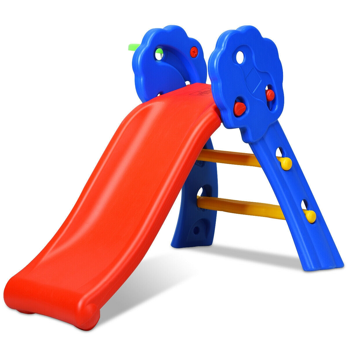 2 Step Indoors Kids Plastic Folding Slide with Basketball Hoop Kids Crystal