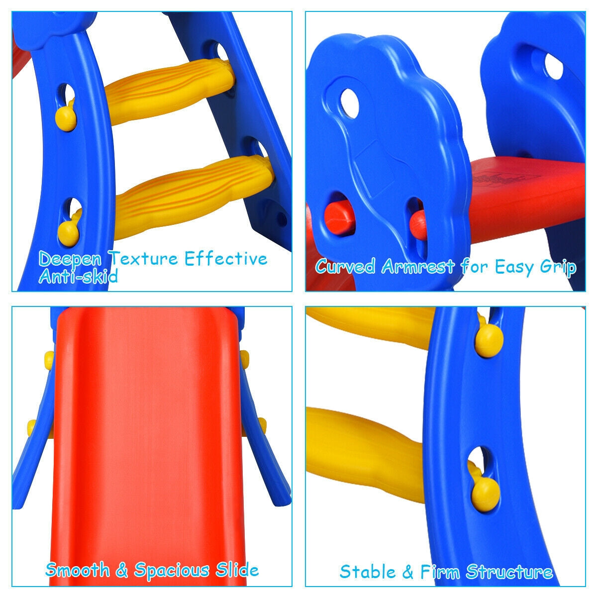 2 Step Indoors Kids Plastic Folding Slide with Basketball Hoop Kids Crystal