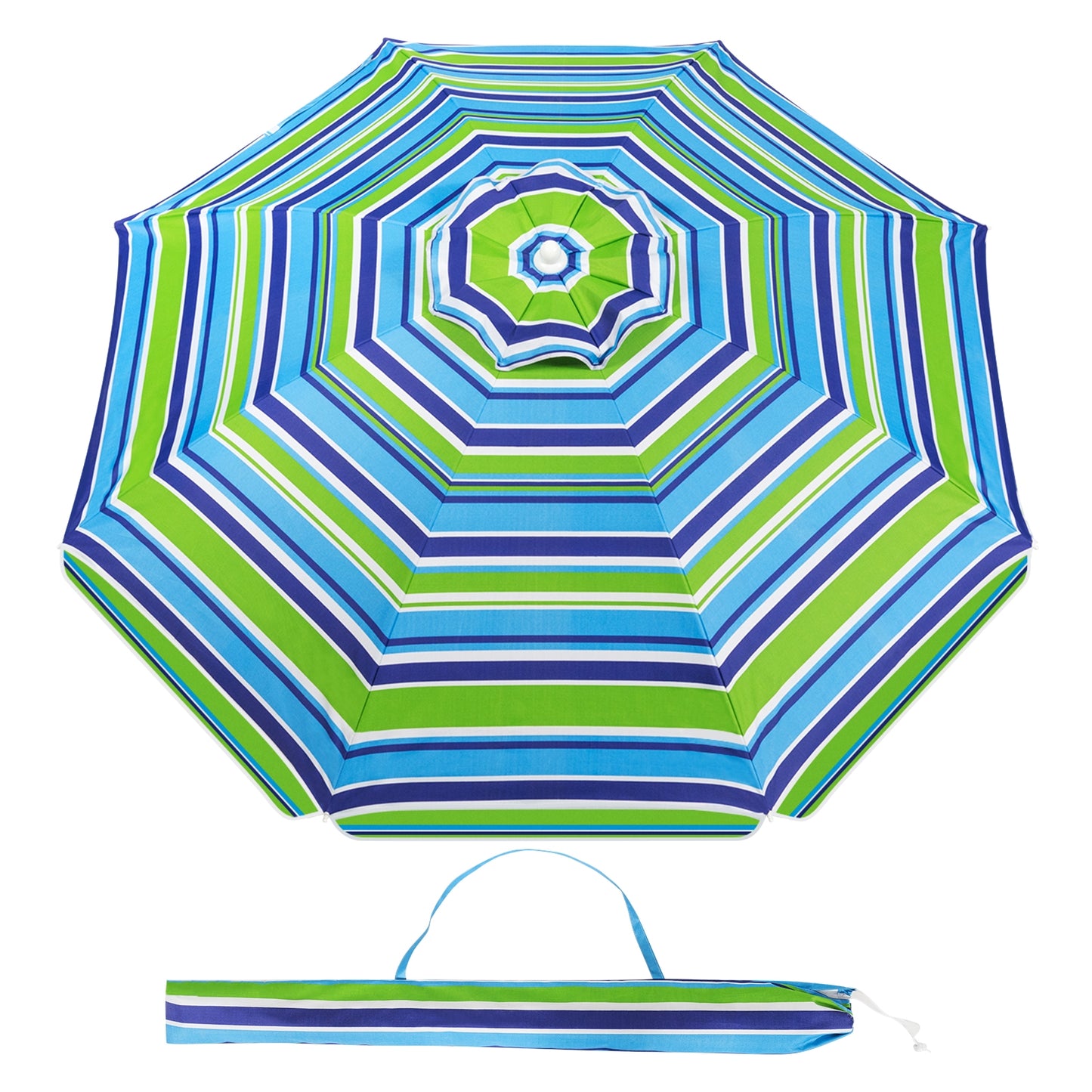 6.5 Feet Beach Umbrella with Sun Shade and Carry Bag without Weight Base-Green Kids Crystal